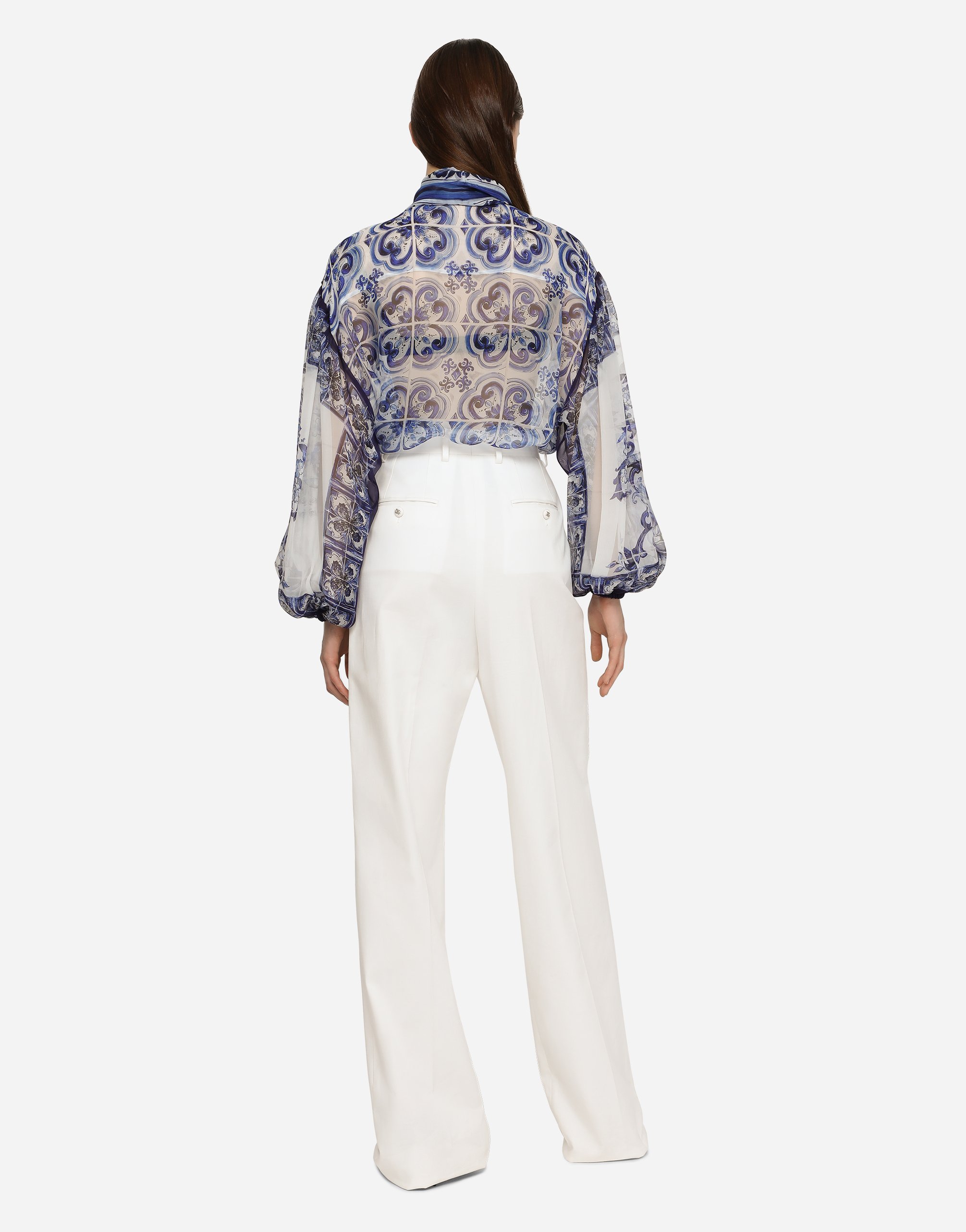 Majolica print chiffon shirt