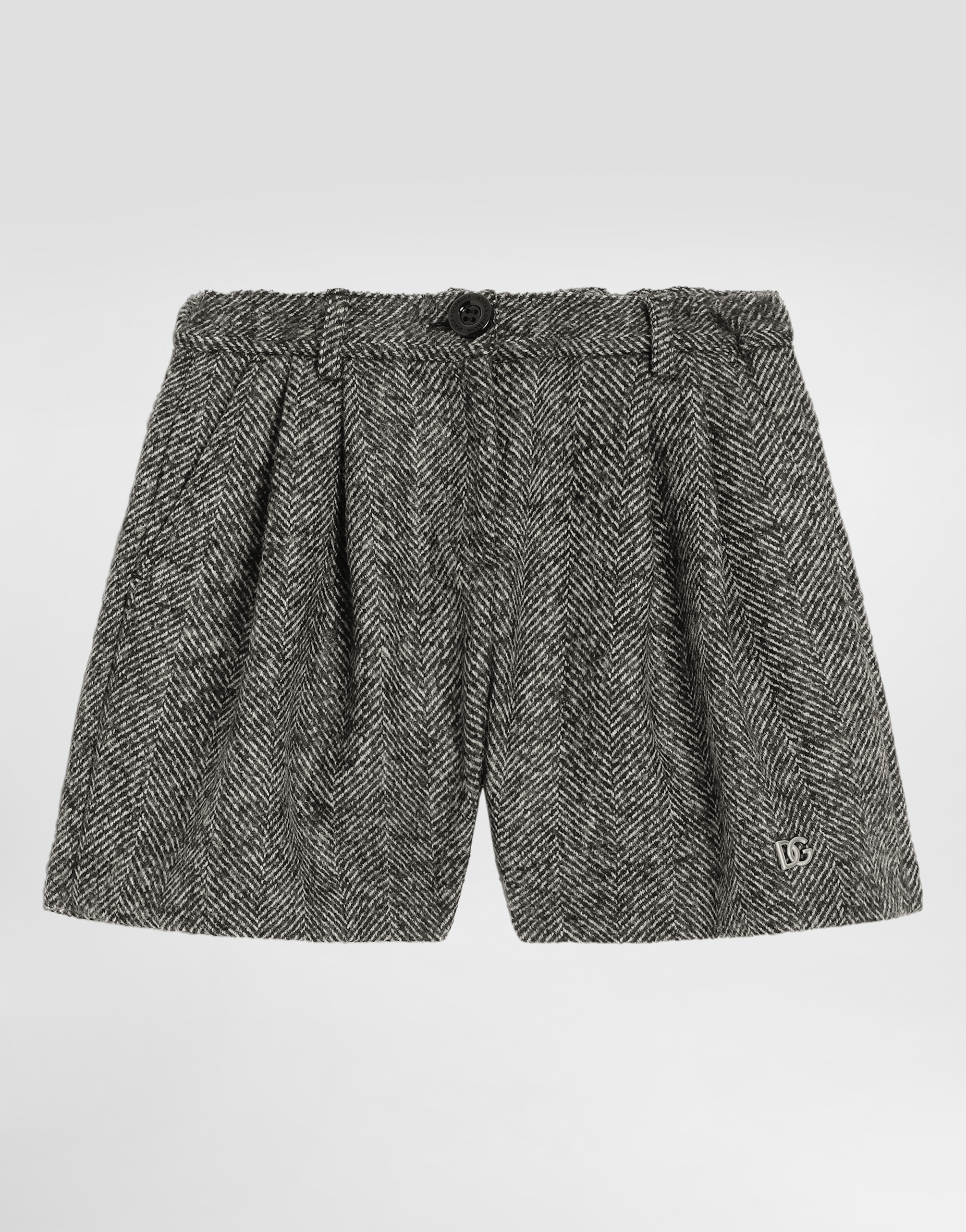 Dolce & Gabbana Wool Blend Chevron Shorts In Gray
