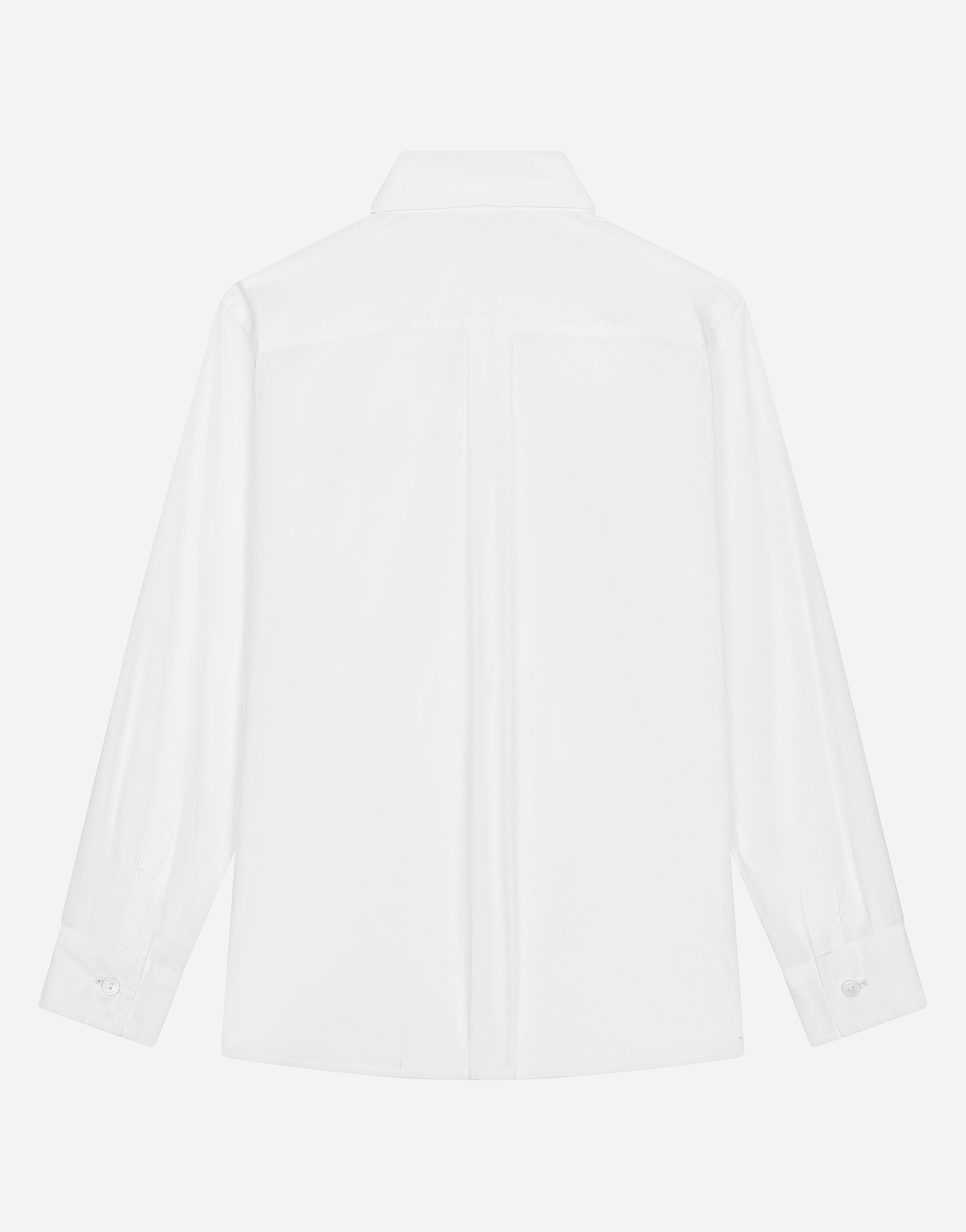 Dolce & Gabbana Cotton Shirt With Logo Tag In Blanco