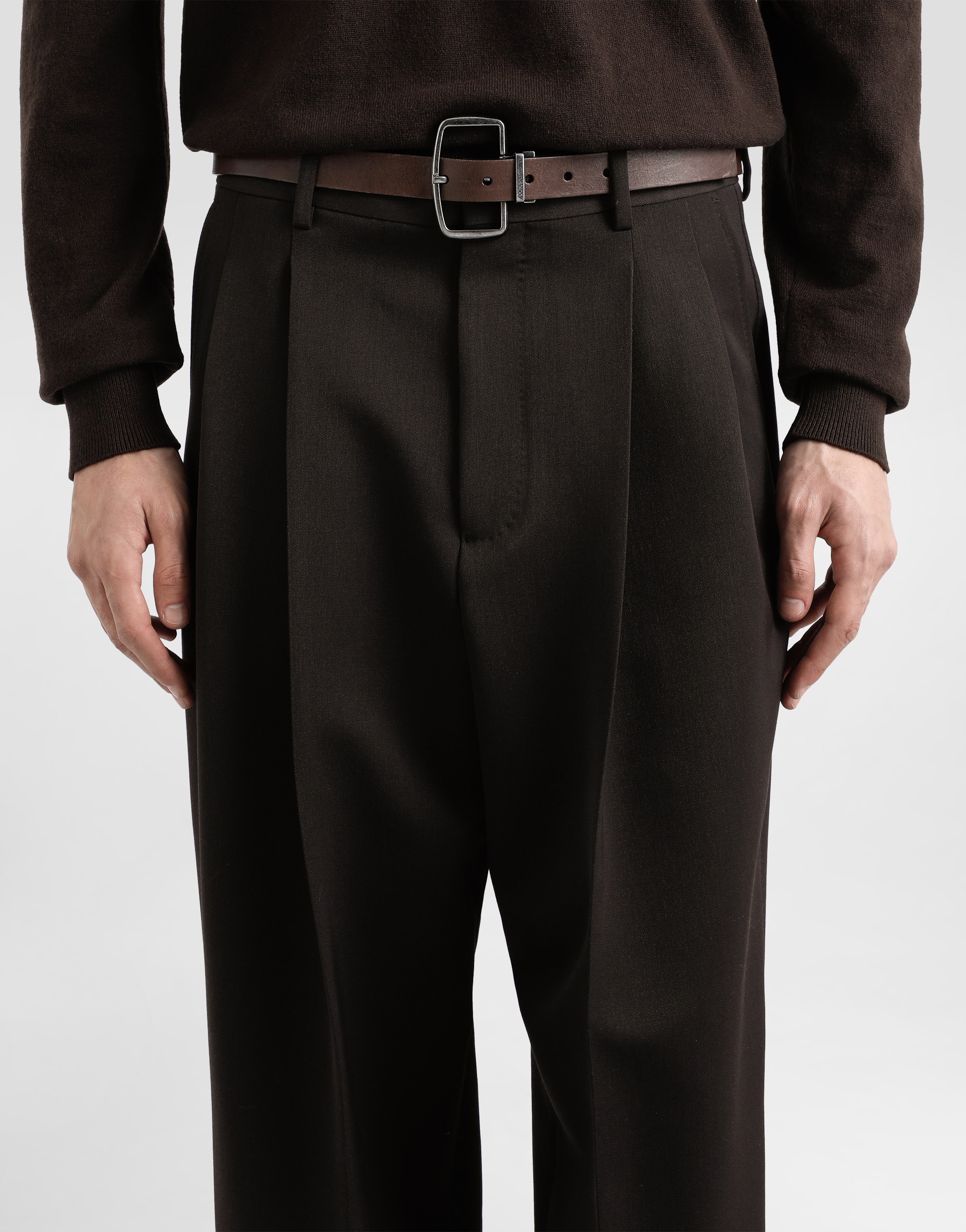 Dolce & Gabbana Rectangle-buckle Leather Belt In Brown