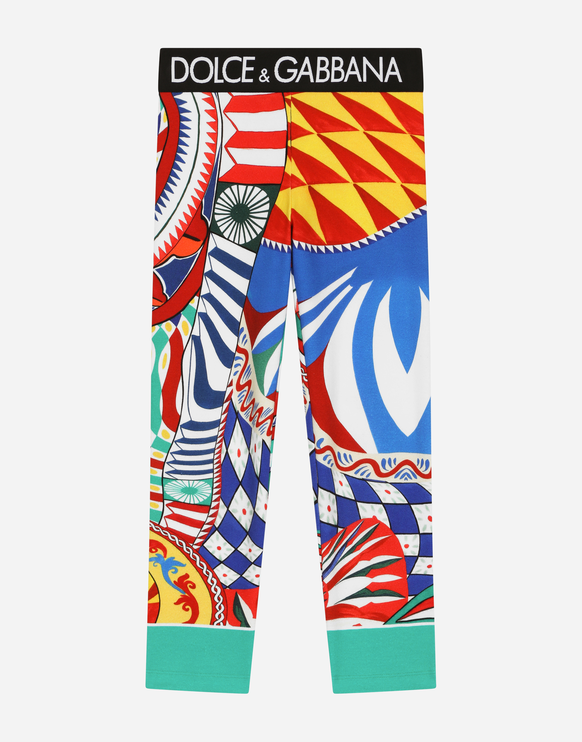 DOLCE & GABBANA CARRETTO-PRINT INTERLOCK LEGGINGS