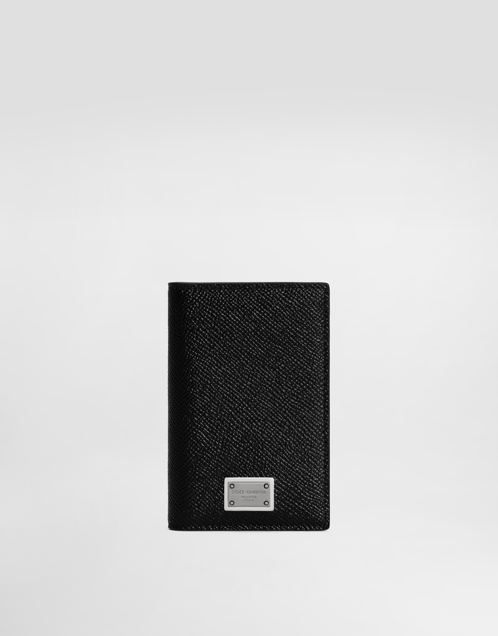 Dolce & Gabbana Dauphine-print Calfskin Bifold Card Holder - Man Wallets And Small Leather Goods Black Leather Onesize