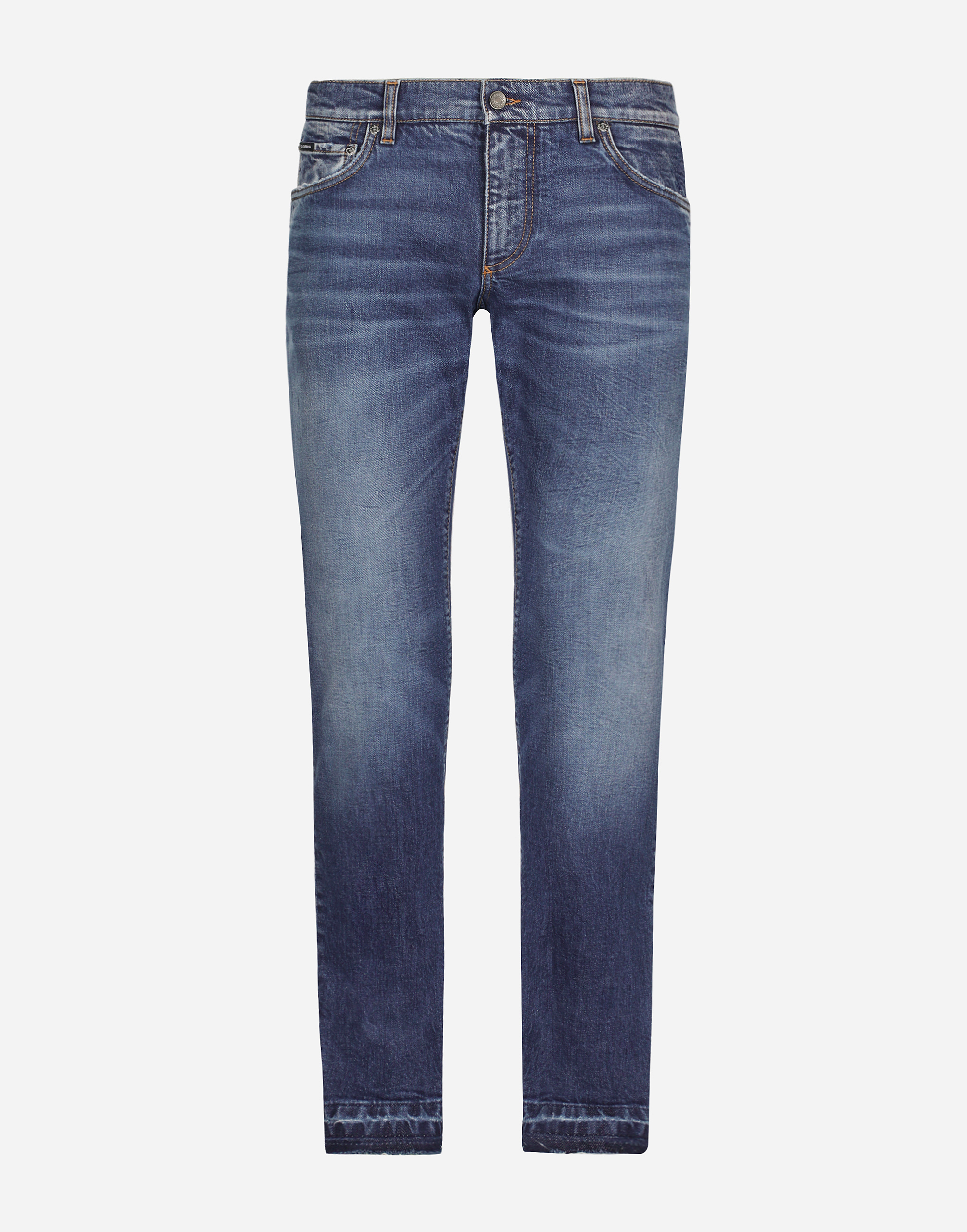 Shop Dolce & Gabbana Washed Slim Fit Stretch Denim Jeans In Multicolor