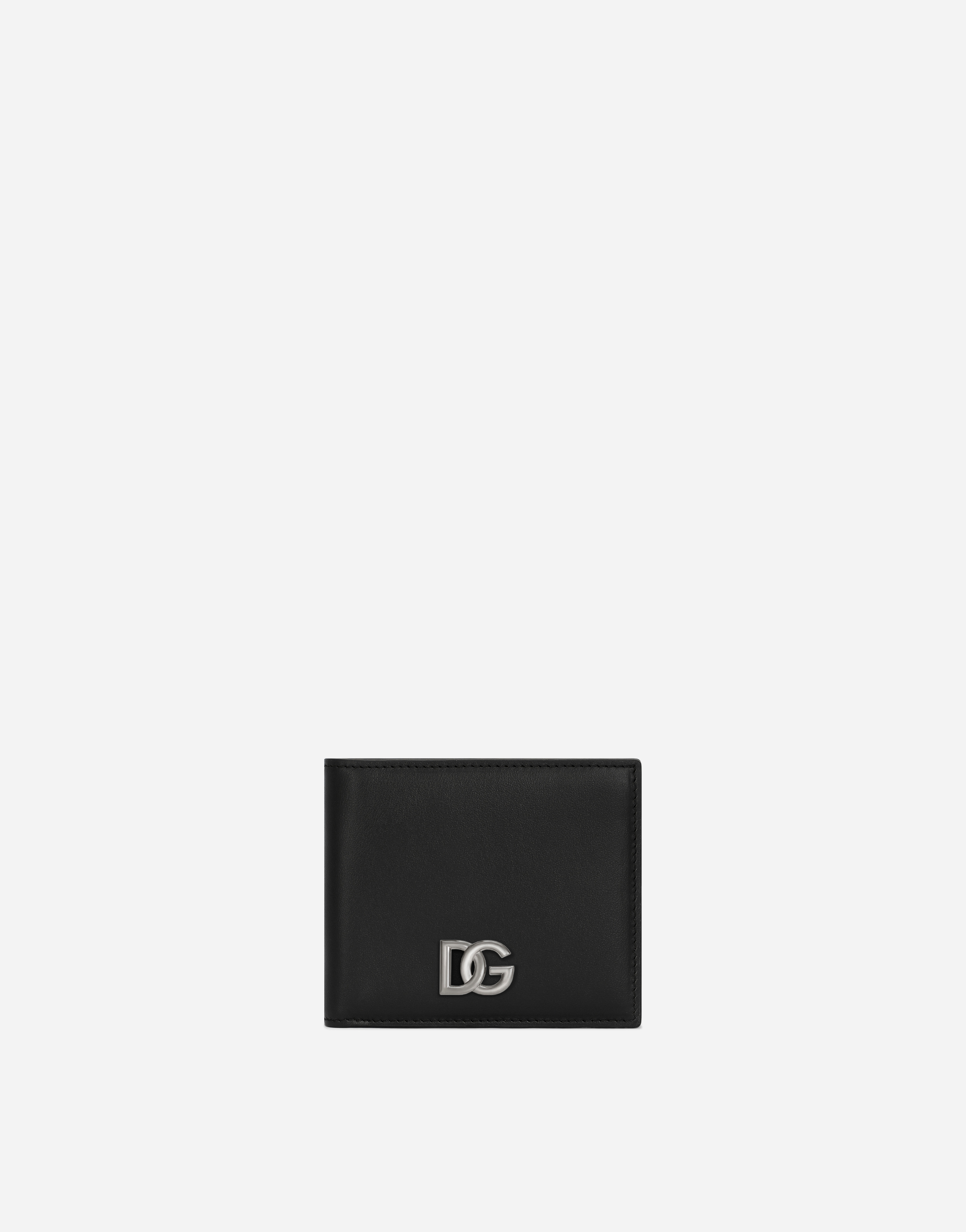Calfskin nappa wallet with DG logo in Black for Men