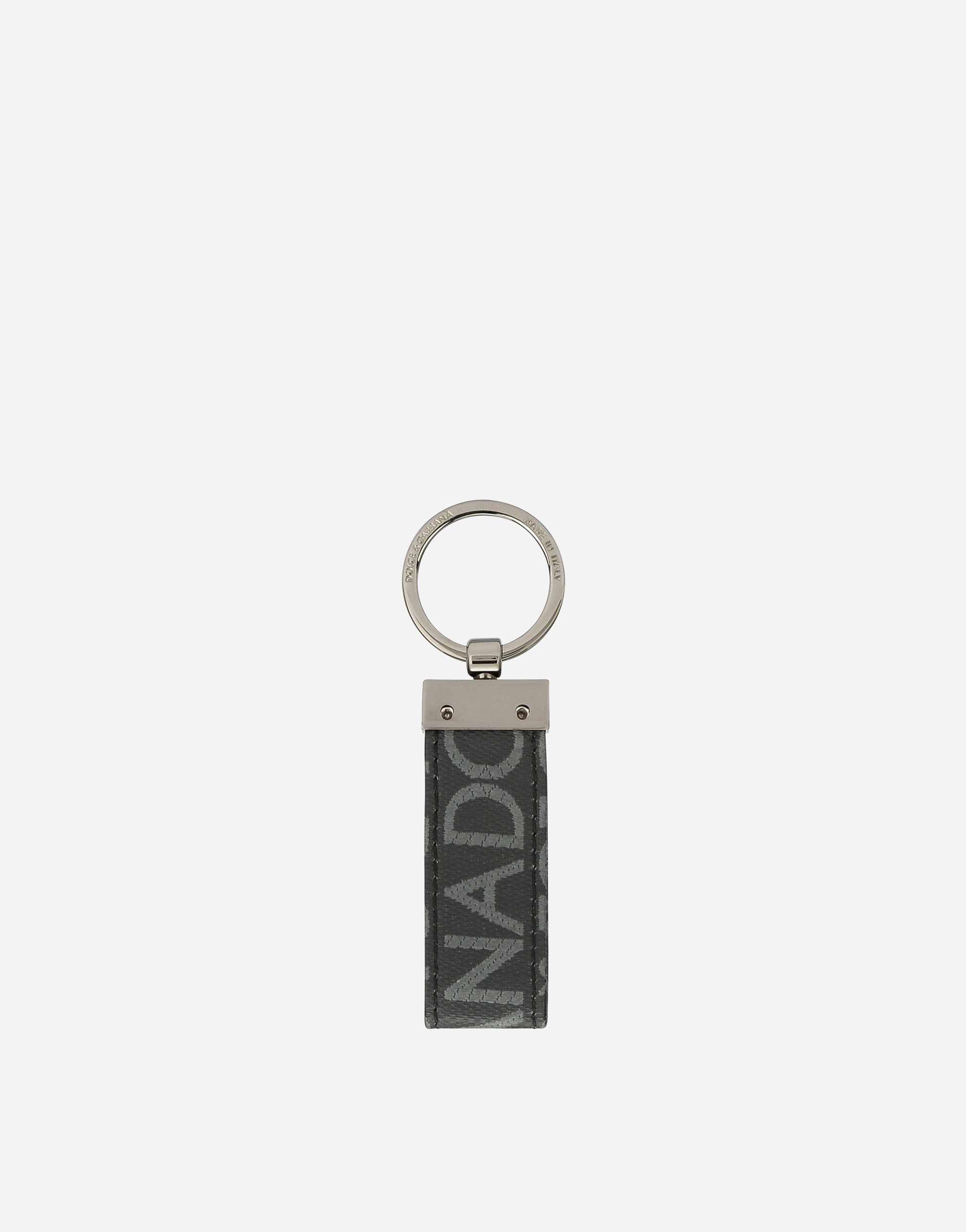 DOLCE & GABBANA COATED JACQUARD FABRIC KEYCHAIN