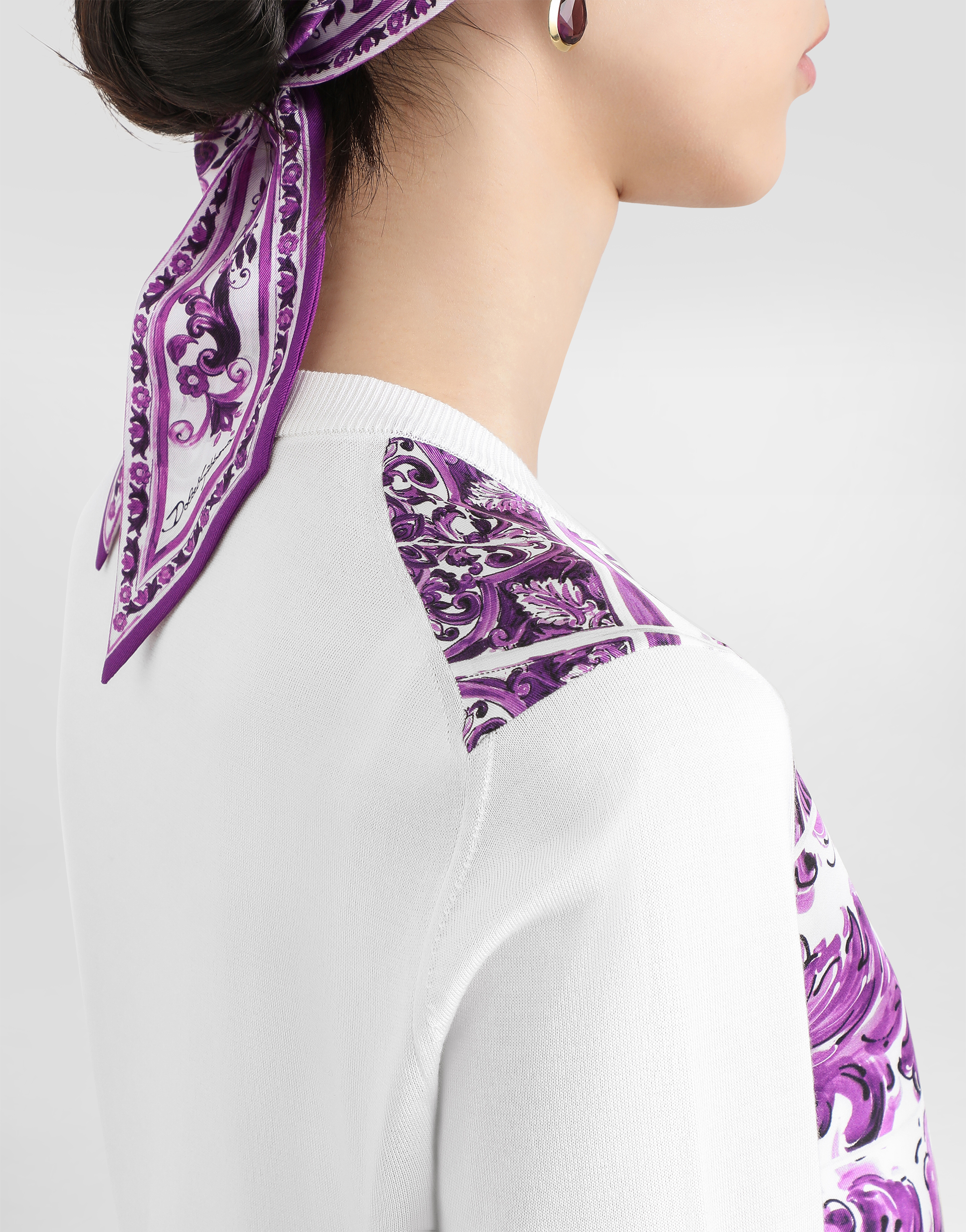 Majolica-print silk cardigan