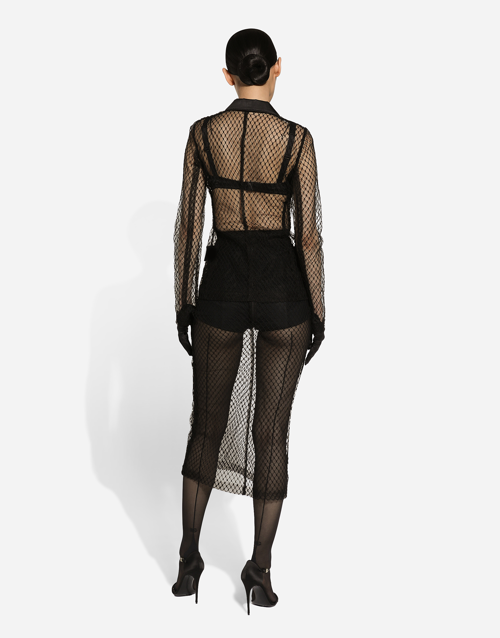 Dolce & Gabbana Single-breasted Mesh Jacket - Women's - Polyamide/cotton/polyestersilk In Black