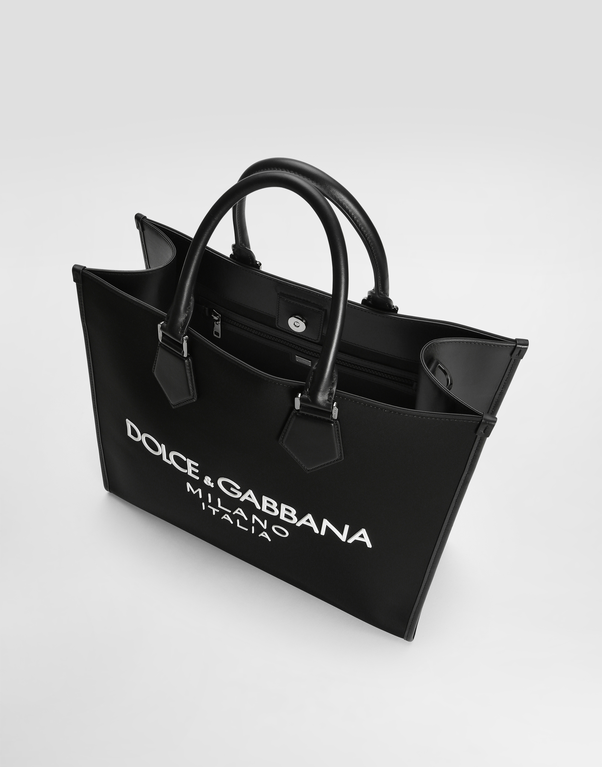 DOLCE & GABBANA LARGE NYLON SHOPPER WITH RUBBERIZED LOGO