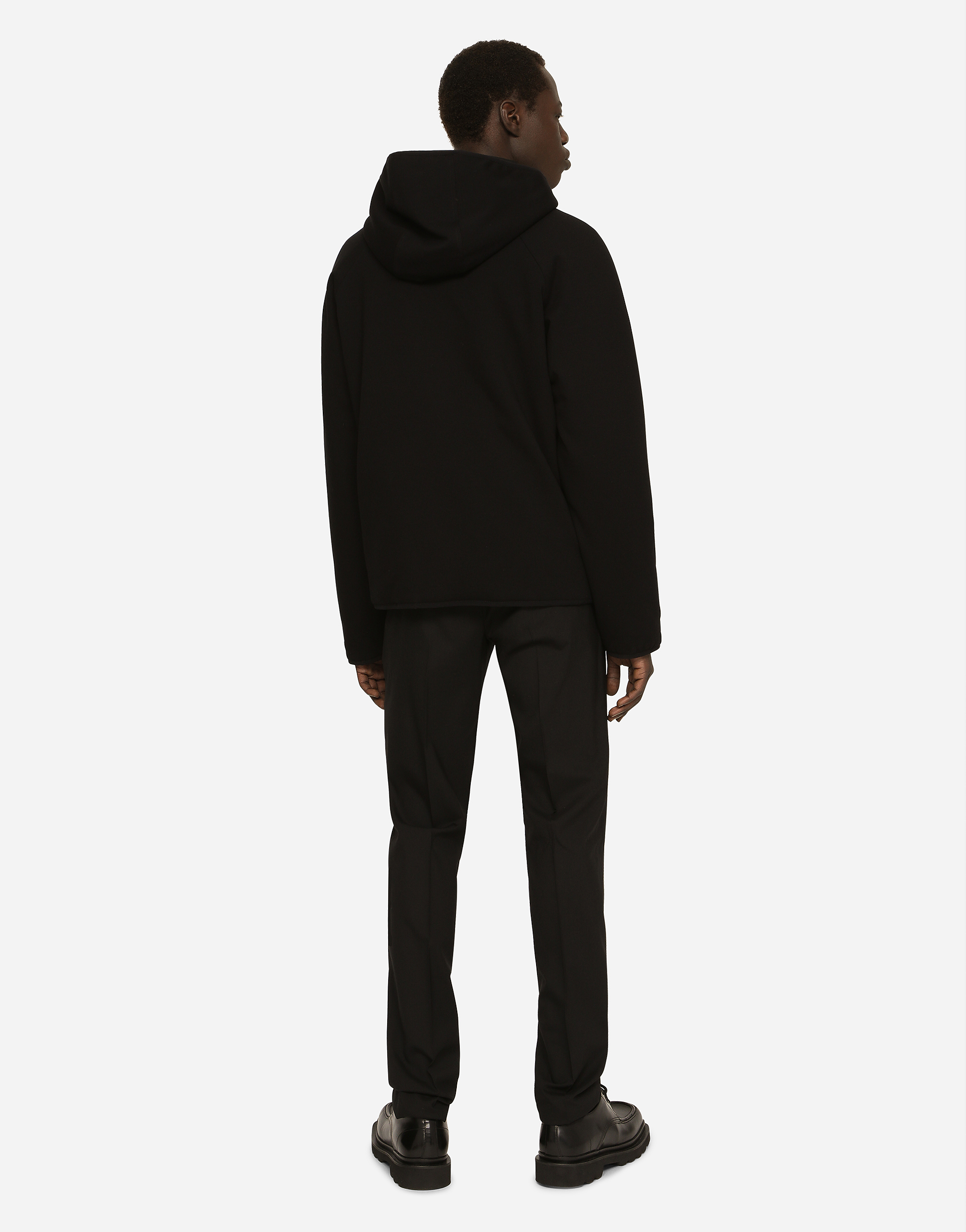  Dolce & Gabbana Jersey-jacke Mit Kapuze Und Logoplakette - Mann Mäntel Und Jacken Schwarz Viskose 50 
