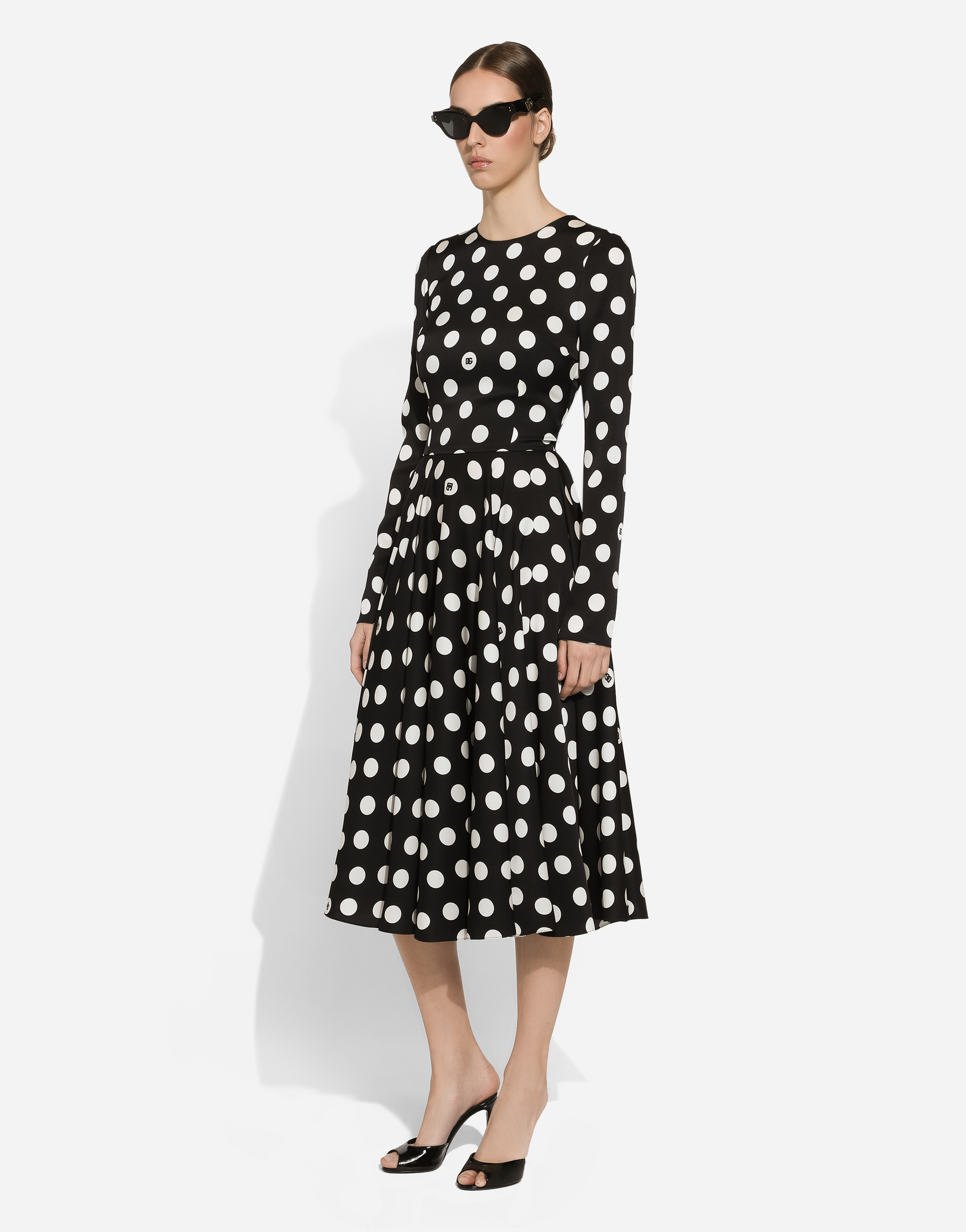 Dolce & Gabbana Polka Dot Print Silk Midi Dress In プリ