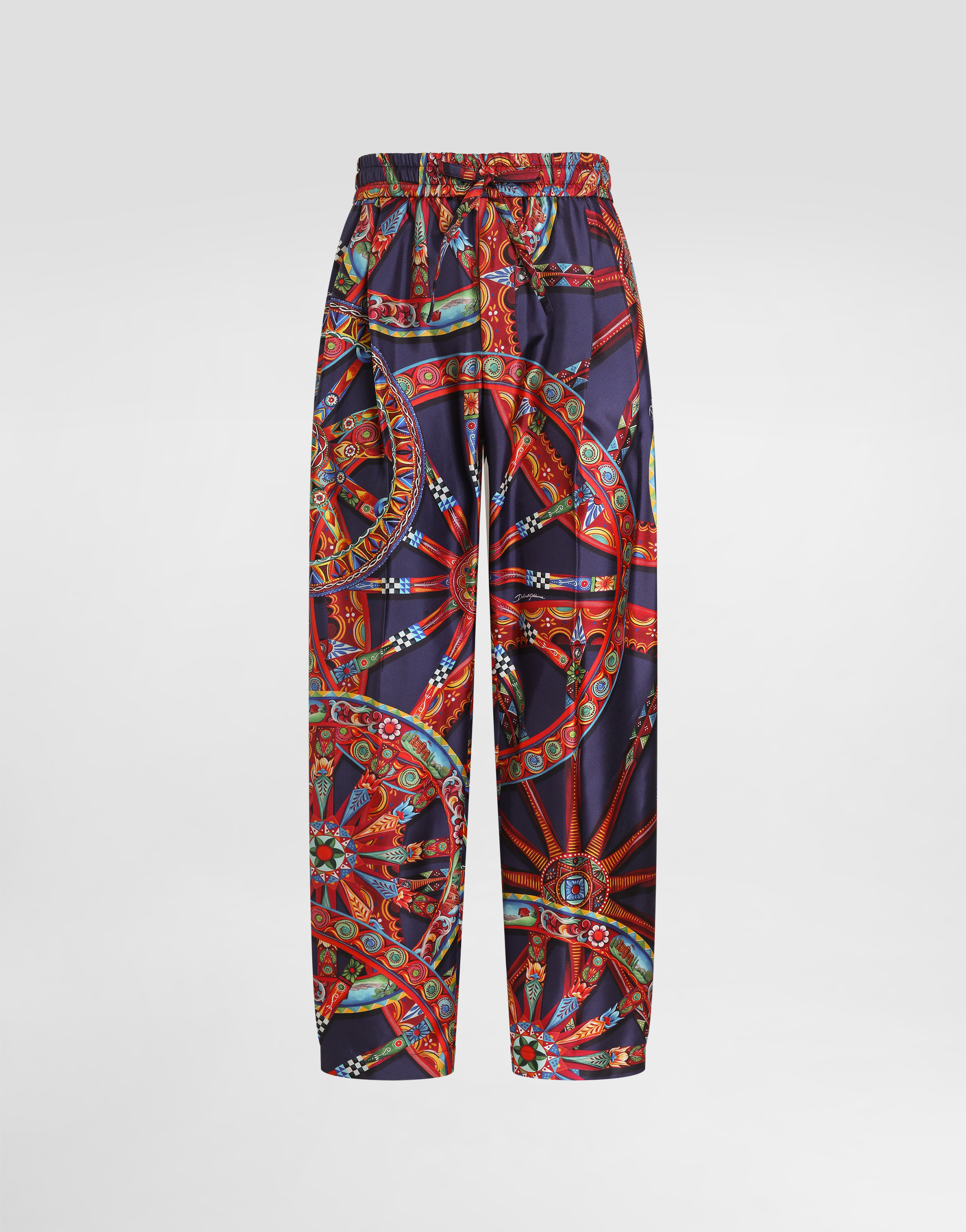 Carretto-print twill jogging trousers in Multicolor for Men