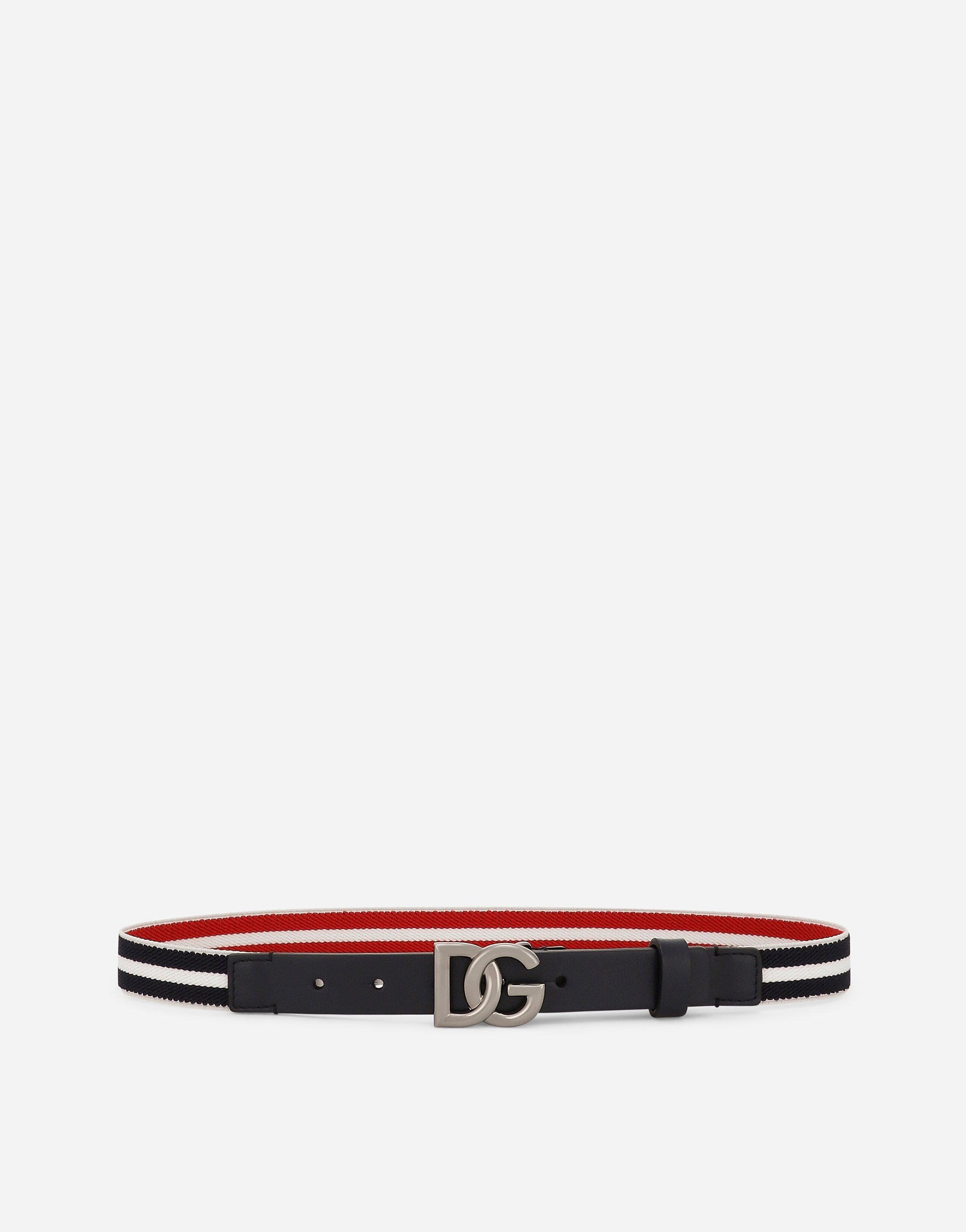 Dolce & Gabbana Kids' Stretch Belt With Dg Logo In Blue