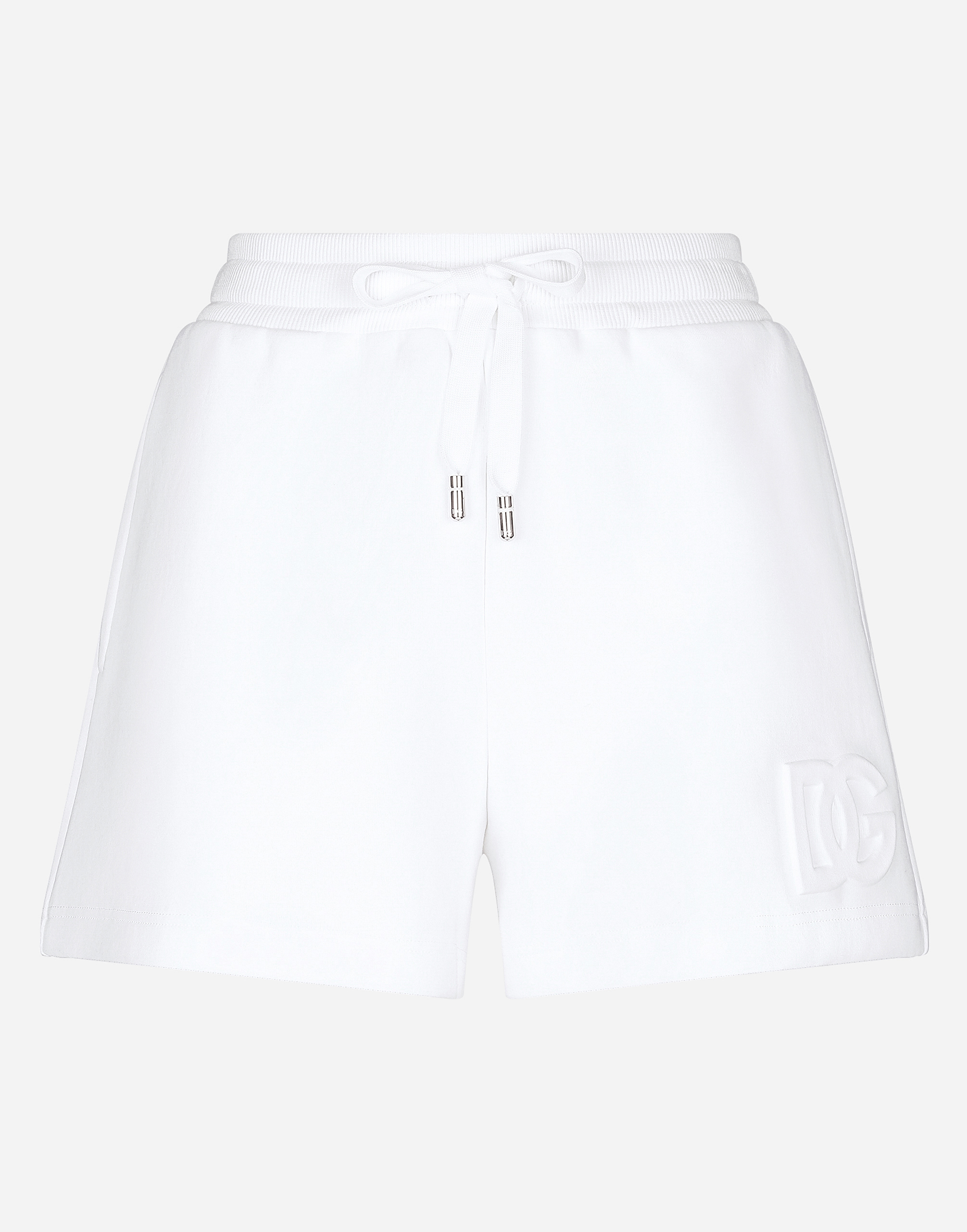 Dolce & Gabbana Jersey Shorts With Embossed Dg Logo In White