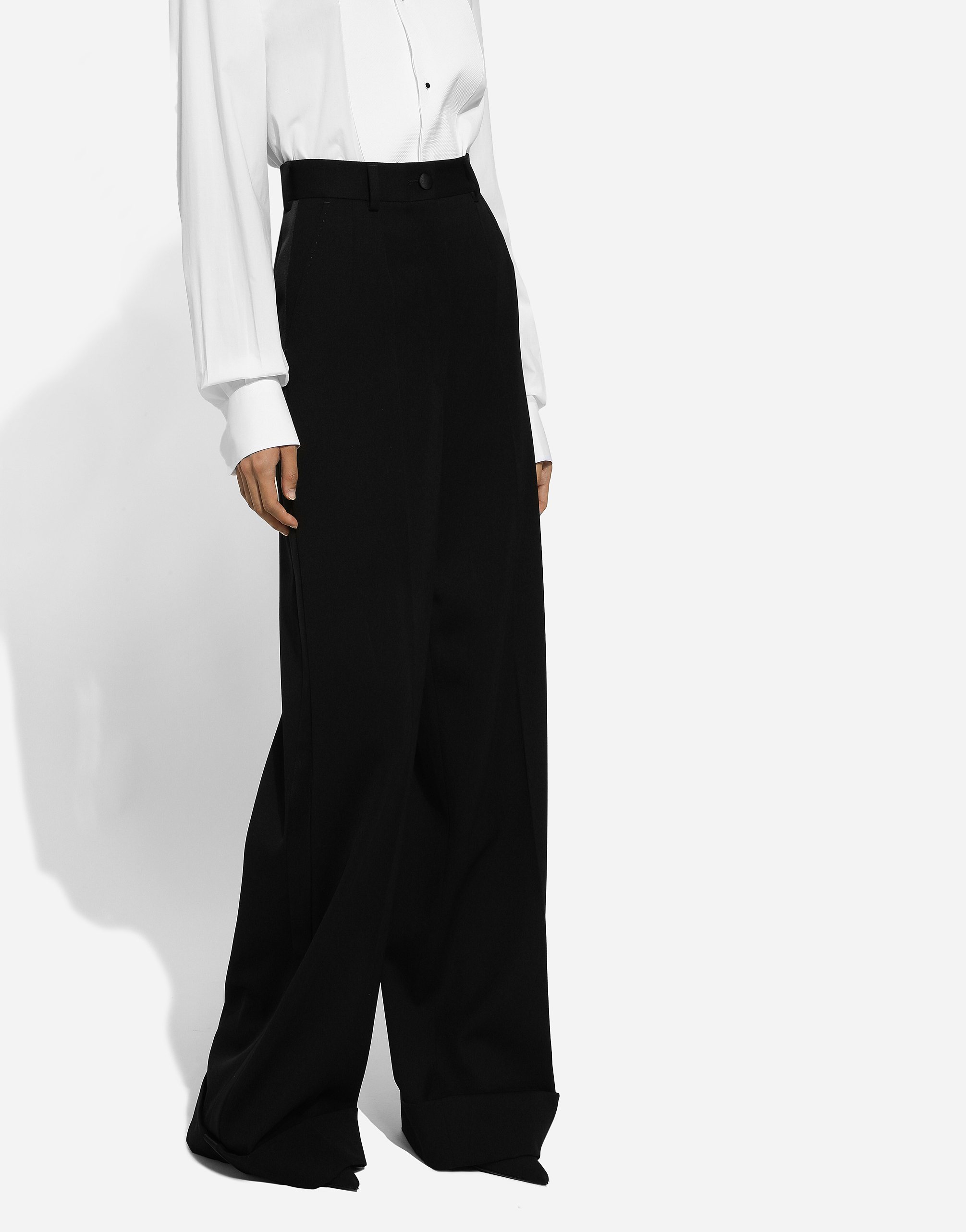 Dolce & Gabbana High-waisted Wool Gabardine Cigarette Pants In ブラック