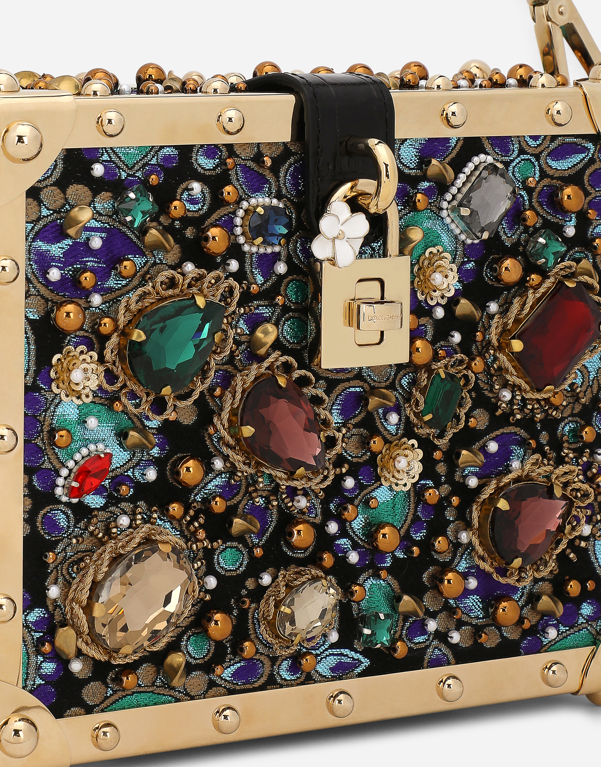 DOLCE & GABBANA JACQUARD DOLCE BOX BAG WITH EMBROIDERY