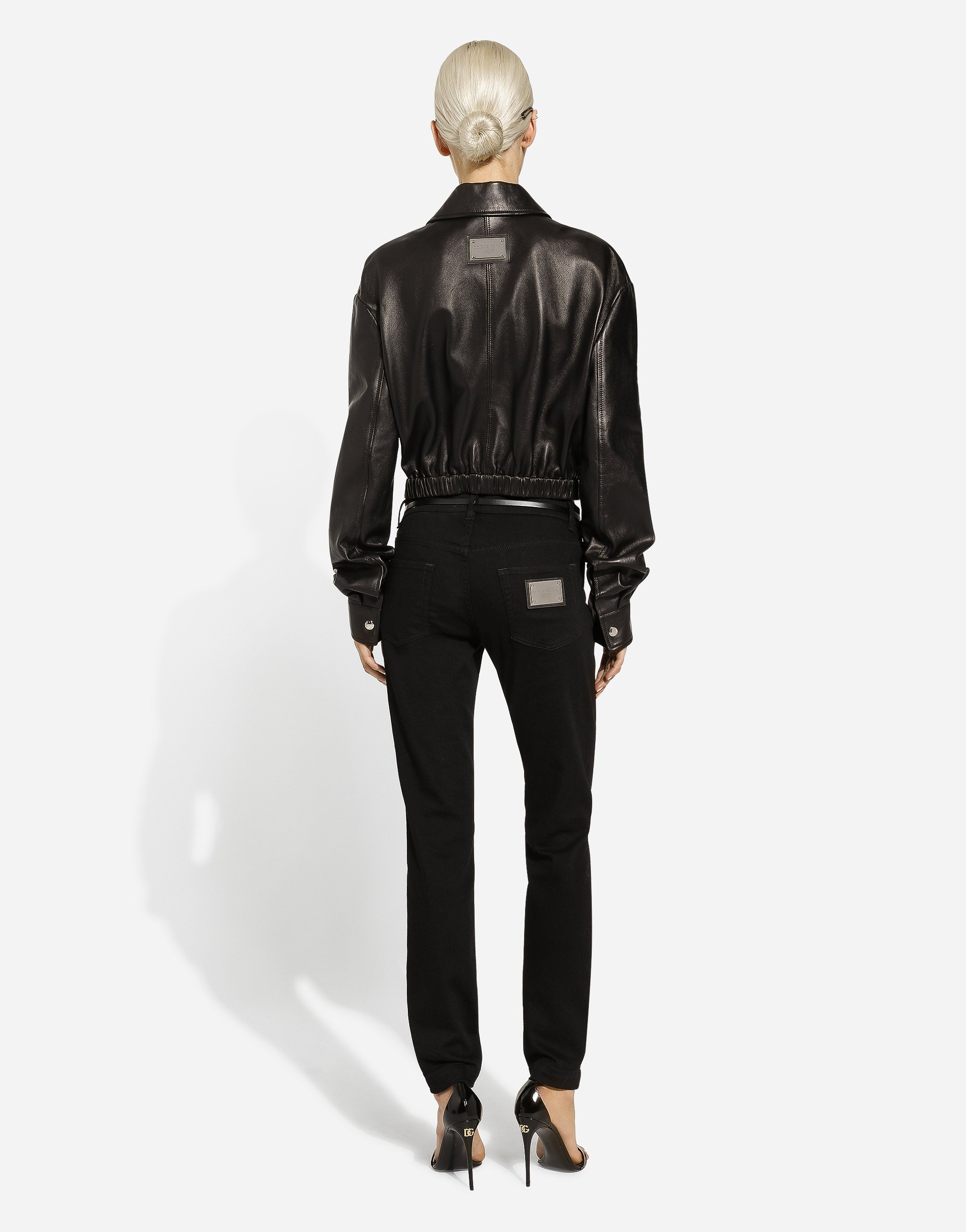 Shop Dolce & Gabbana Lambskin Bomber Jacket In Black