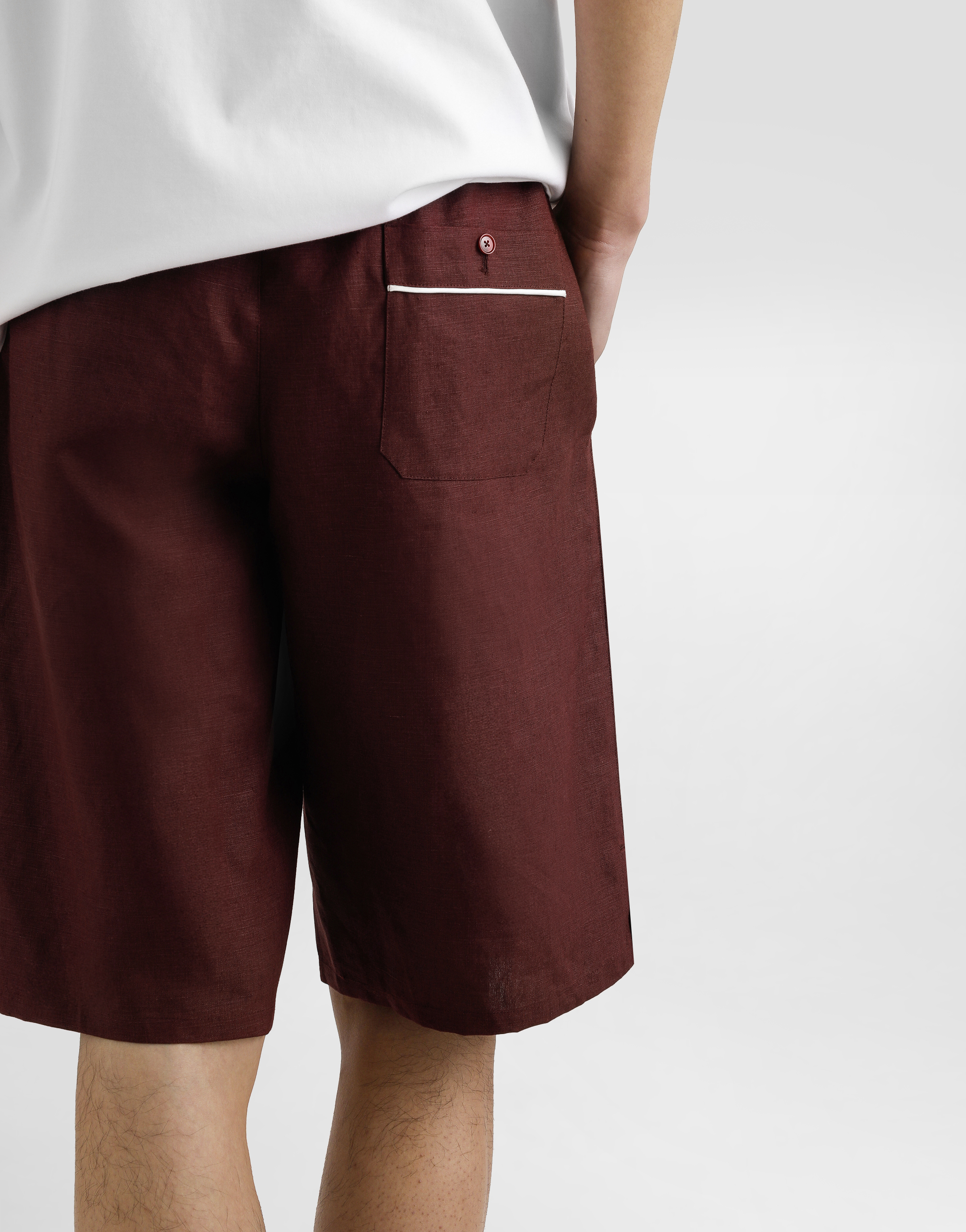 Dolce & Gabbana Linen Fabric Shorts In Multicolor
