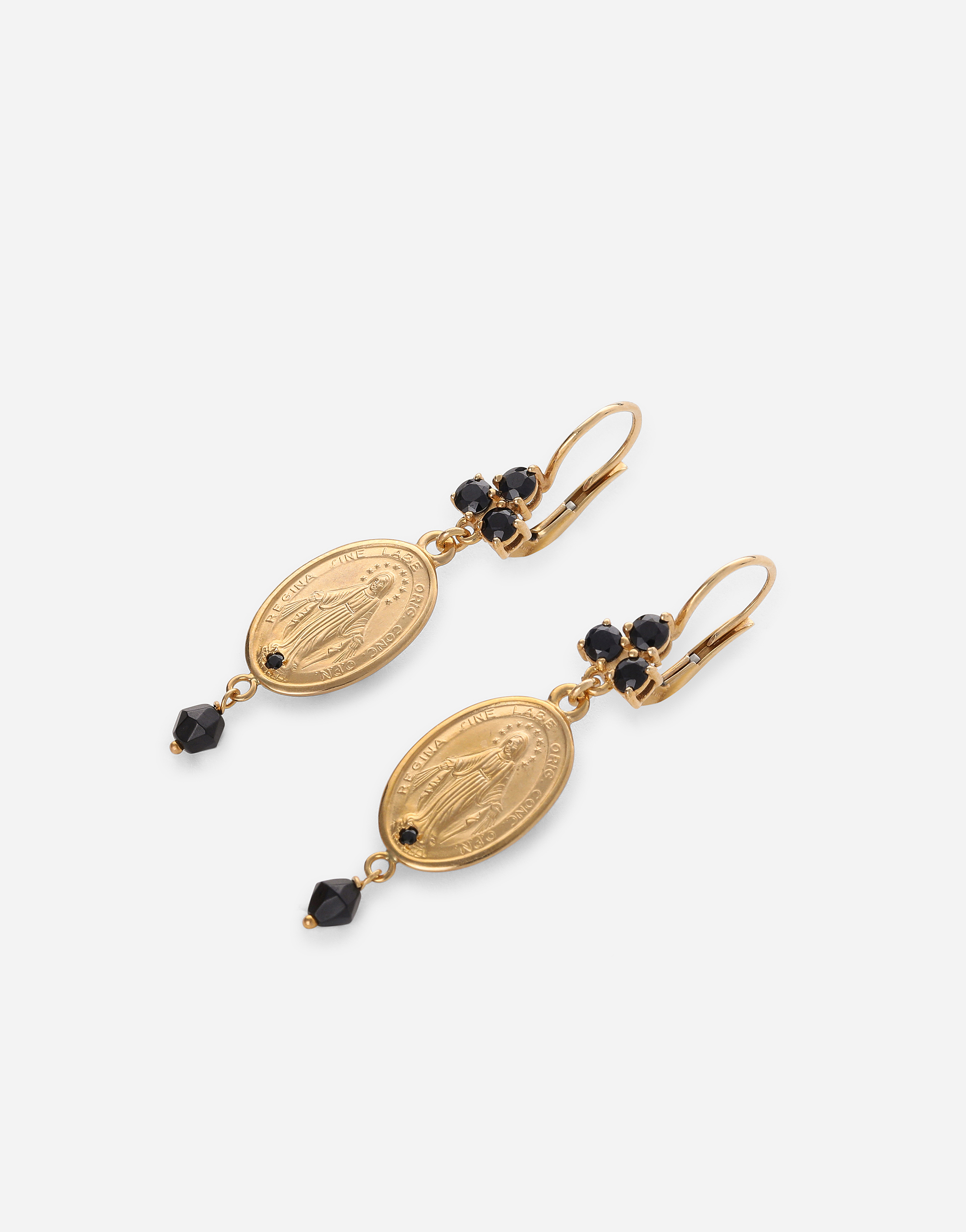 Shop Dolce & Gabbana Tradition Earrings In Yellow 18kt Gold With Medals