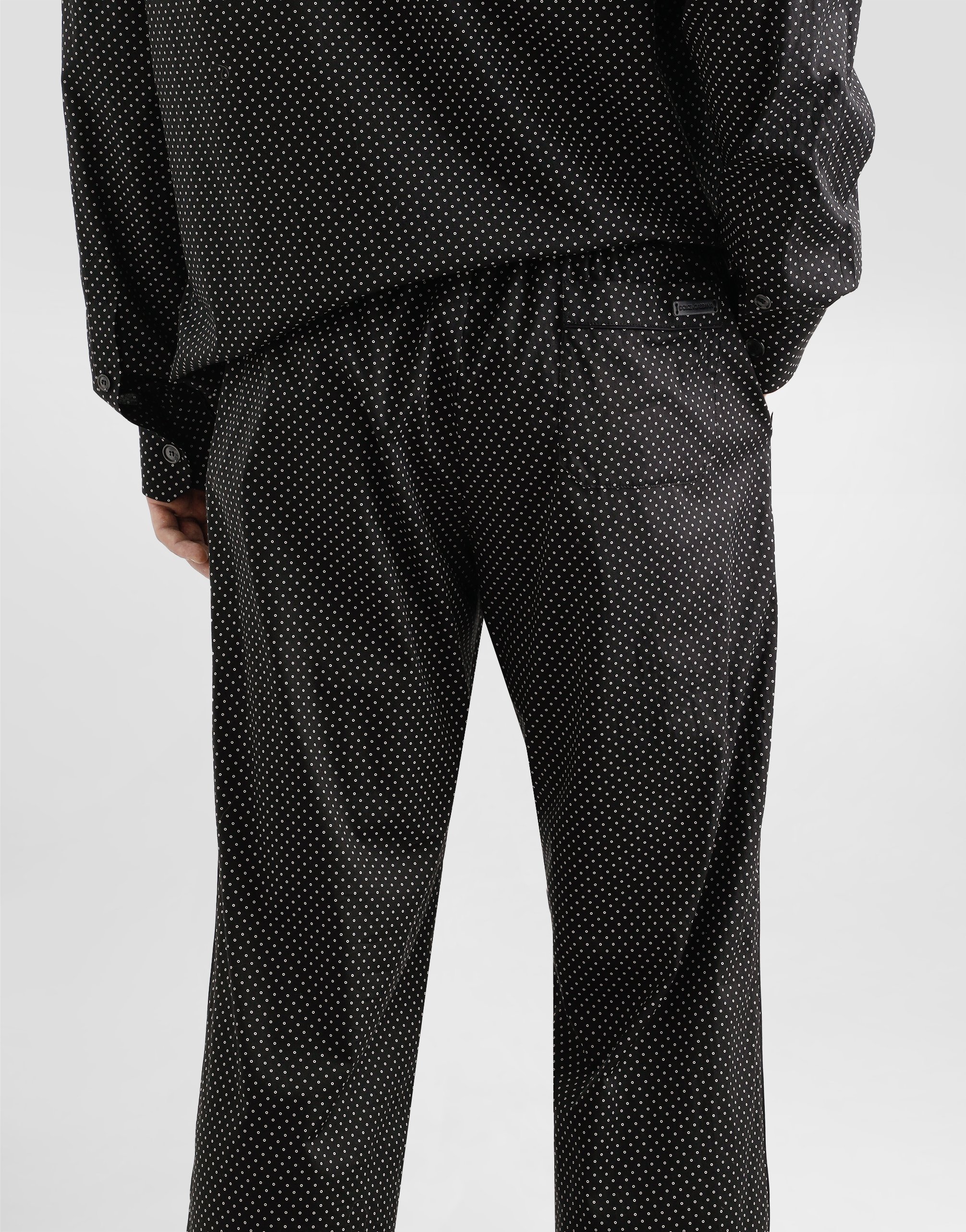 Dolce & Gabbana Micro-dot Drawstring Trousers In Black