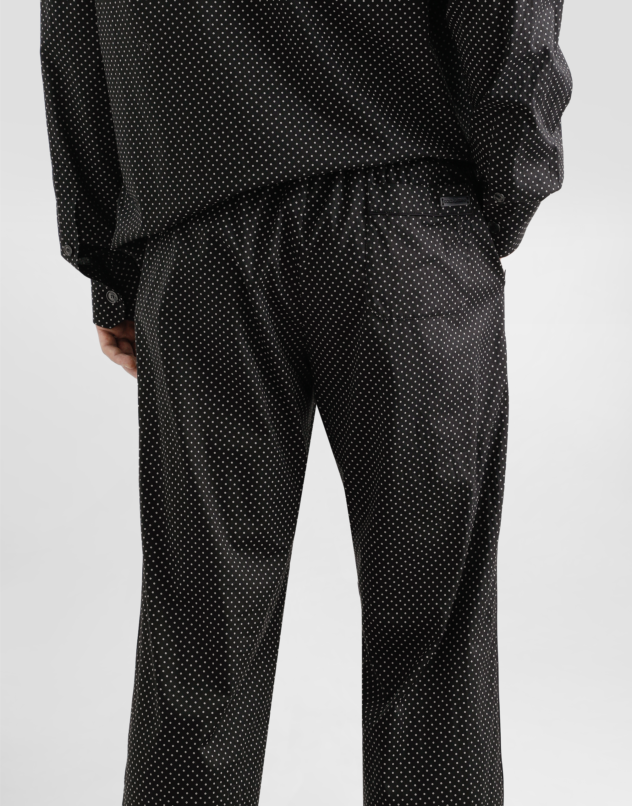 Dolce & Gabbana Micro-dot Drawstring Trousers In Black