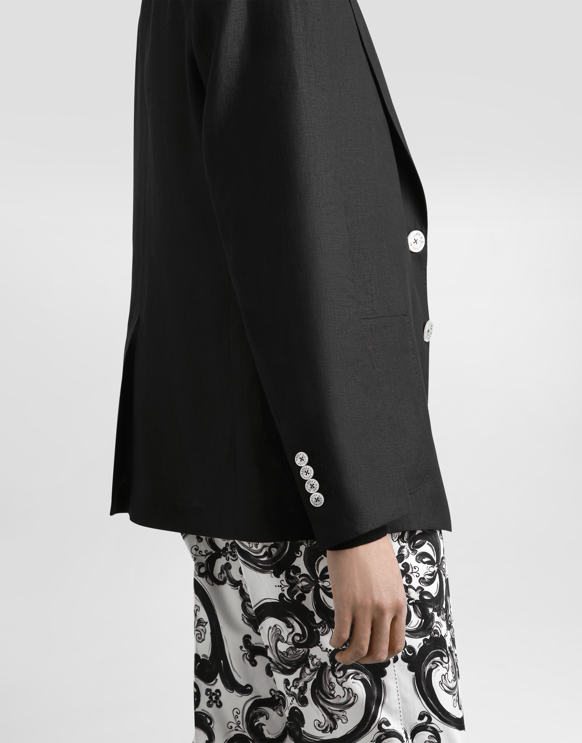 Dolce & Gabbana Linen Jacket Portofino Shape Rounded Lapels