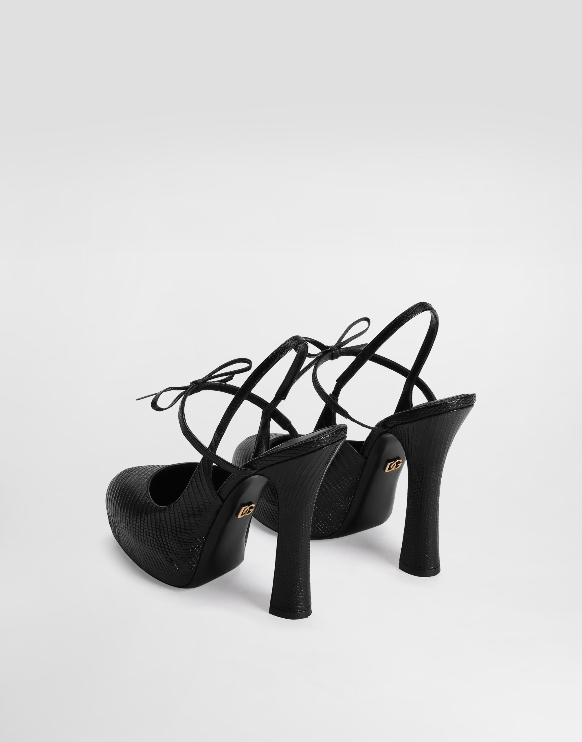 Dolce & Gabbana Lizard Skin Slingbacks In Black