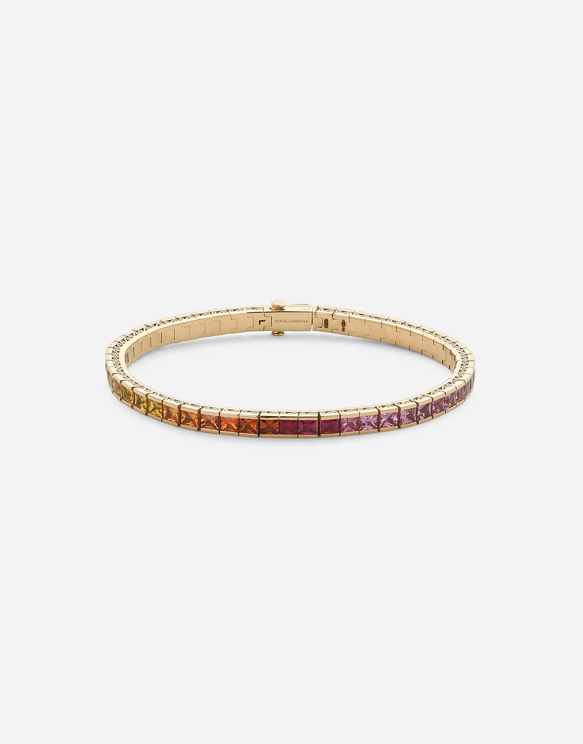 DOLCE & GABBANA TENNIS BRACELET IN YELLOW GOLD 18KT WITH MULTICOLOR SAPPHIRES