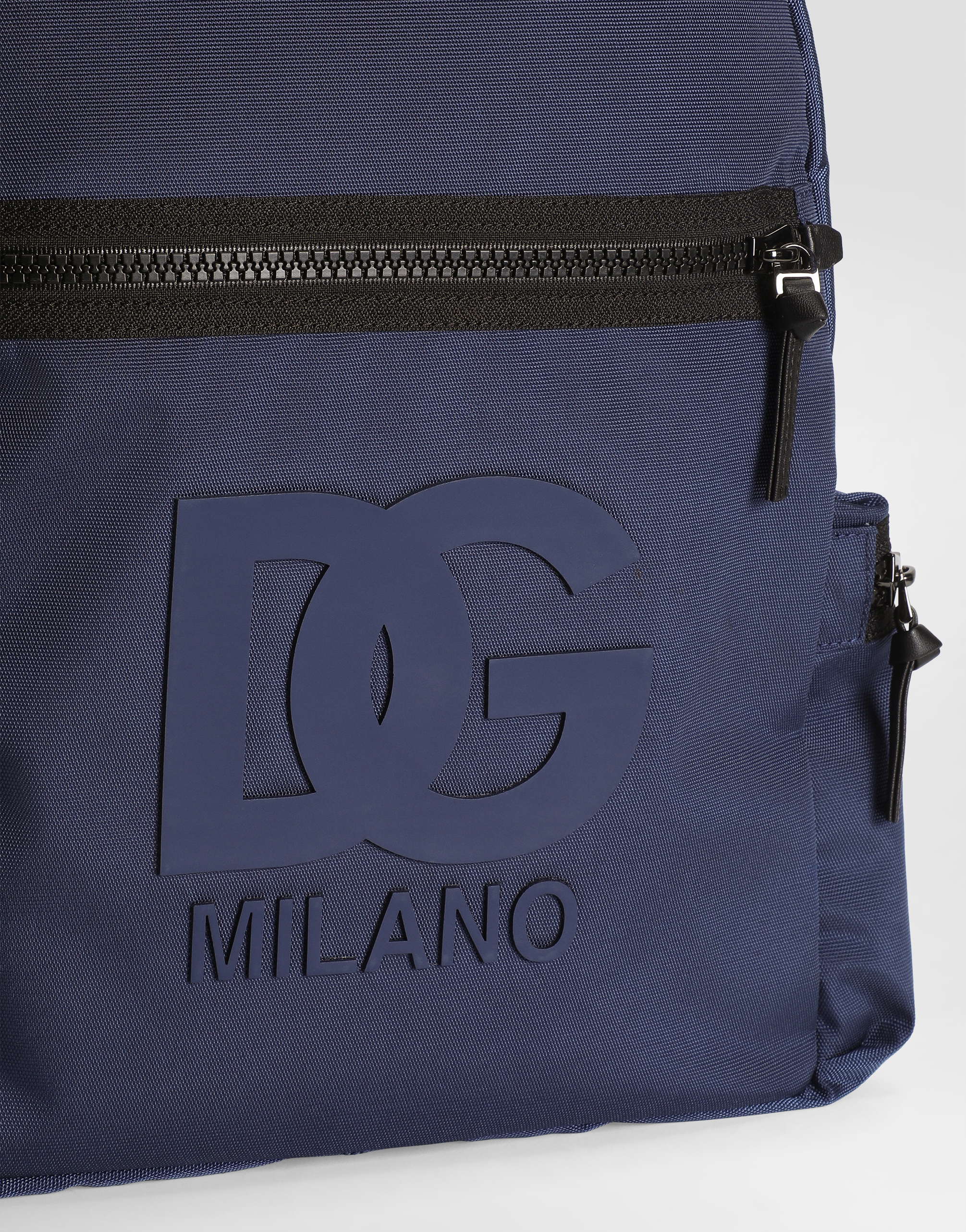Dolce & Gabbana Nylon Backpack With Dg Rubber Patch In Blue