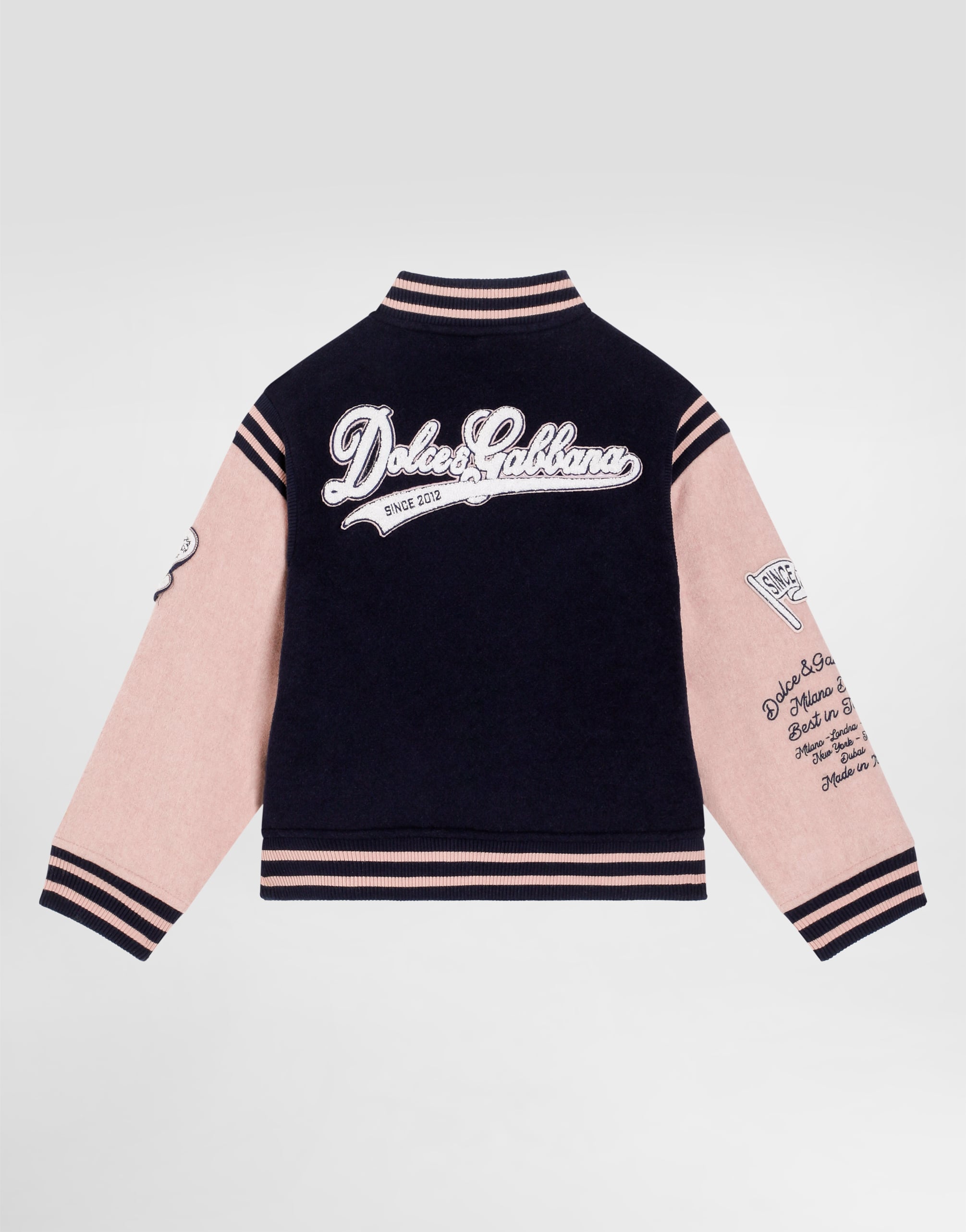  Dolce & Gabbana Lange Bomberjacke Aus Wollstoff Mit Patch - Frau Mäntel Und Jacken Mehrfarbig 8 Years 