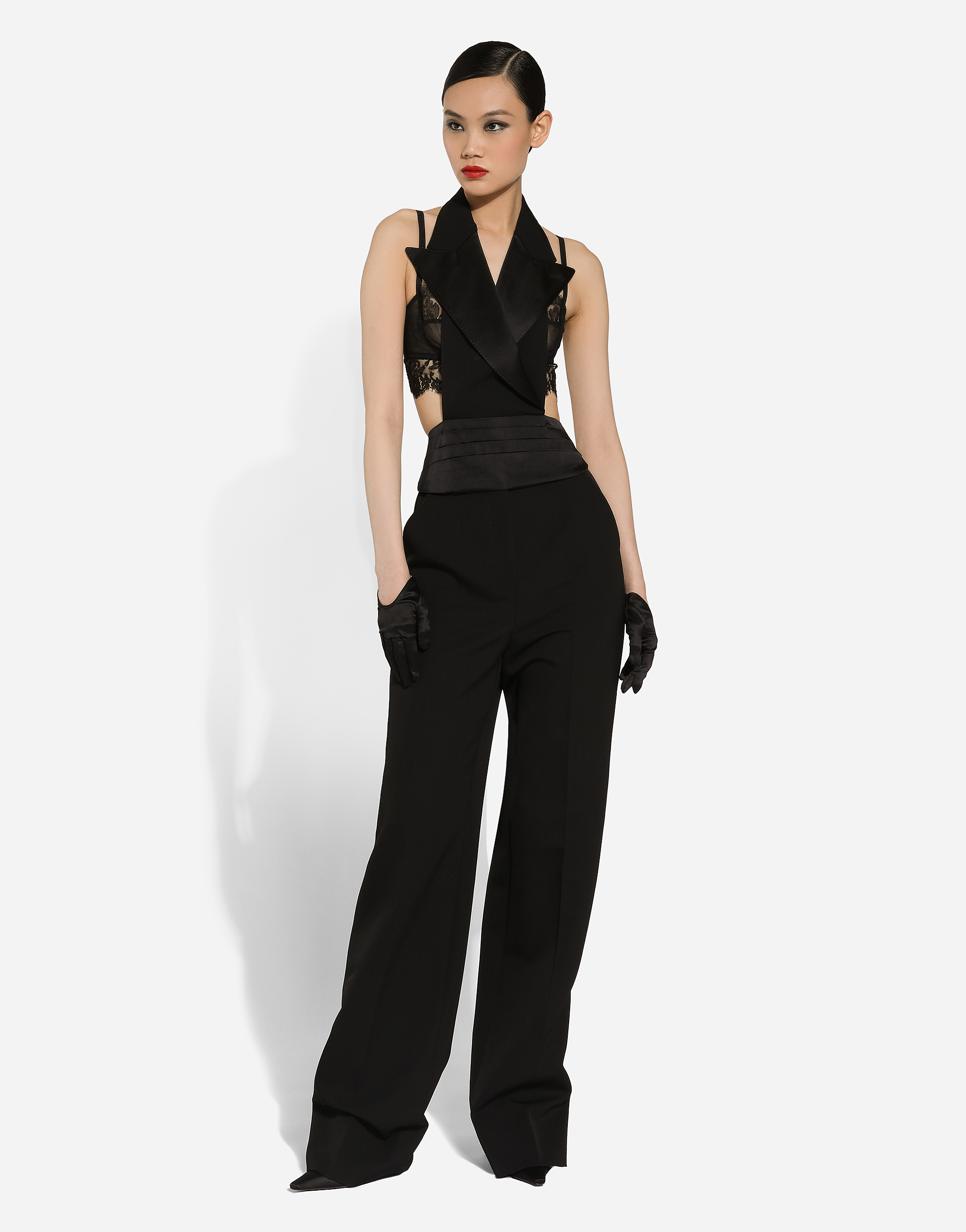 Dolce & Gabbana Black Double-breasted Vest With Rear Cut-out In Silk And Wool Woman In Black