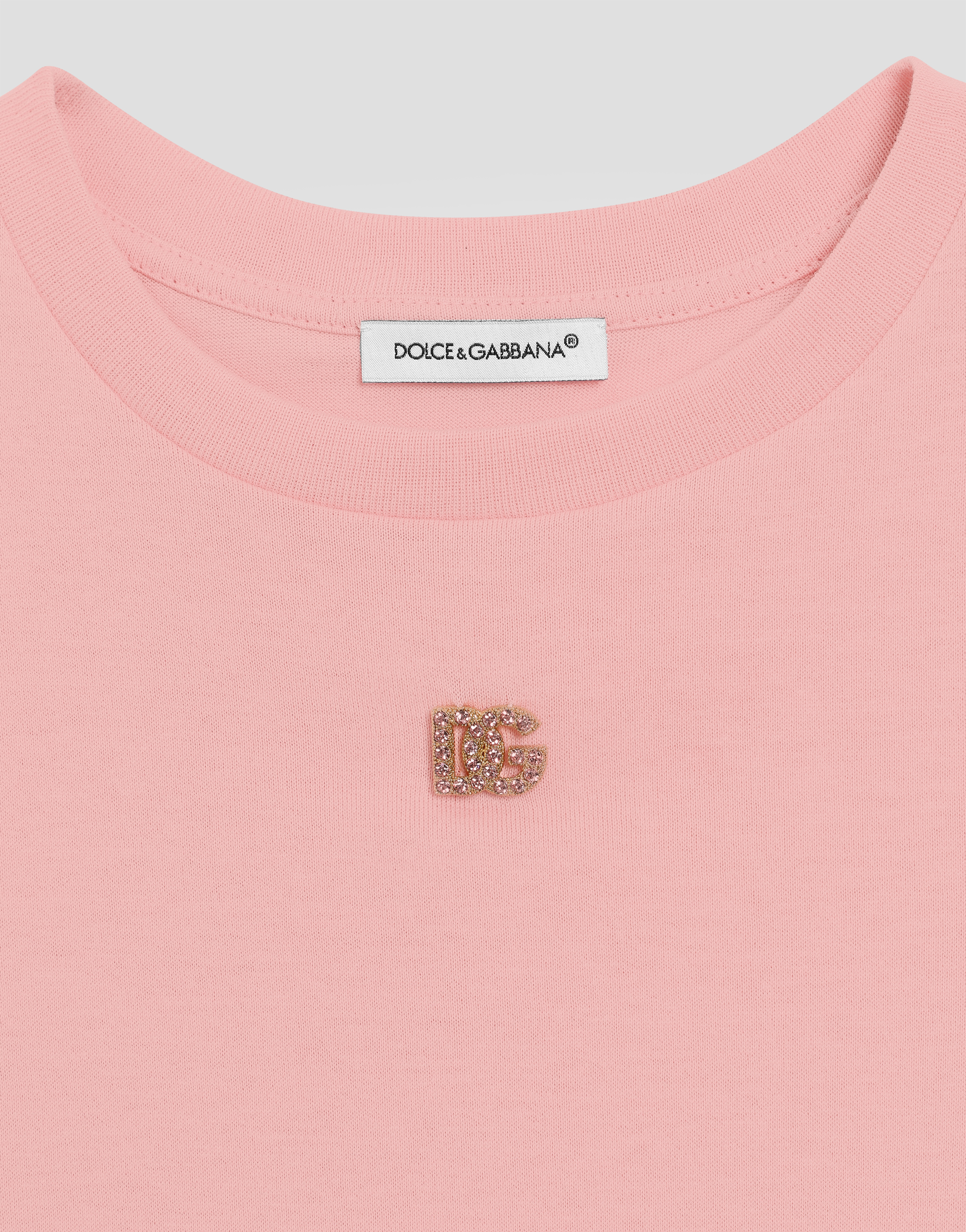 Dolce & Gabbana Jersey T-shirt With Dg Logo In Pink