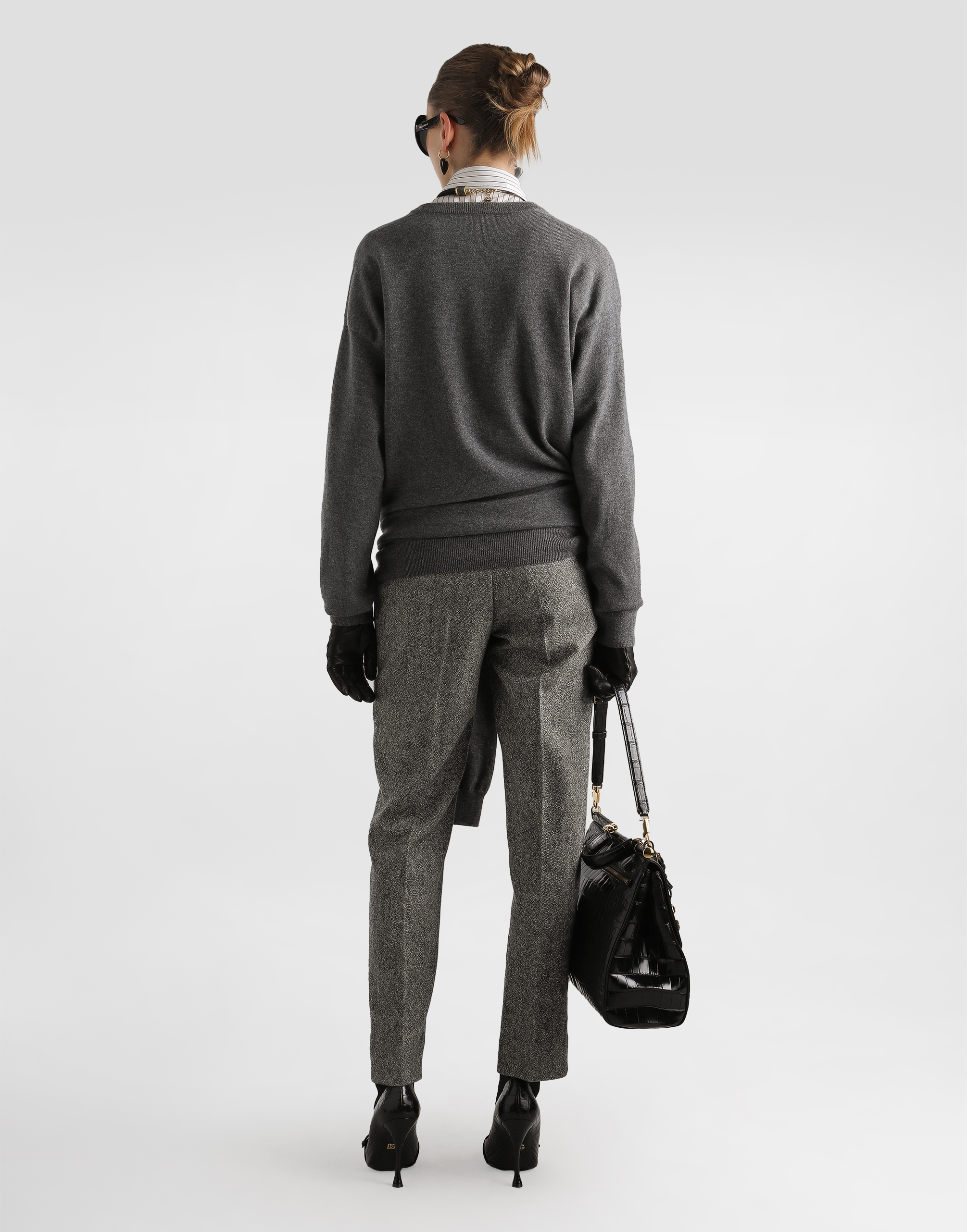 Wool trousers with dotted print