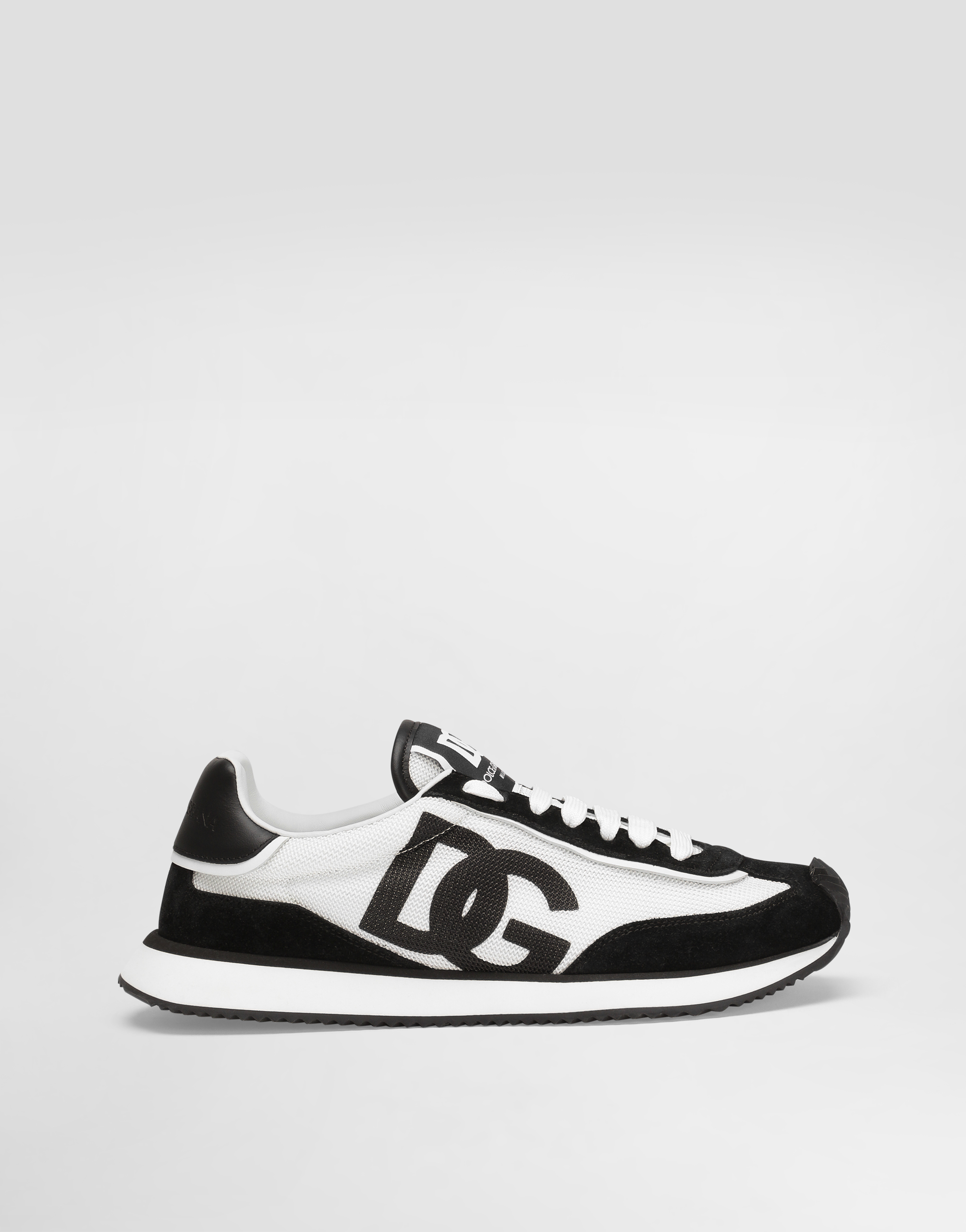 Dolce & Gabbana Multicolor Mesh And Split Leather Cushion Sneakers In Black