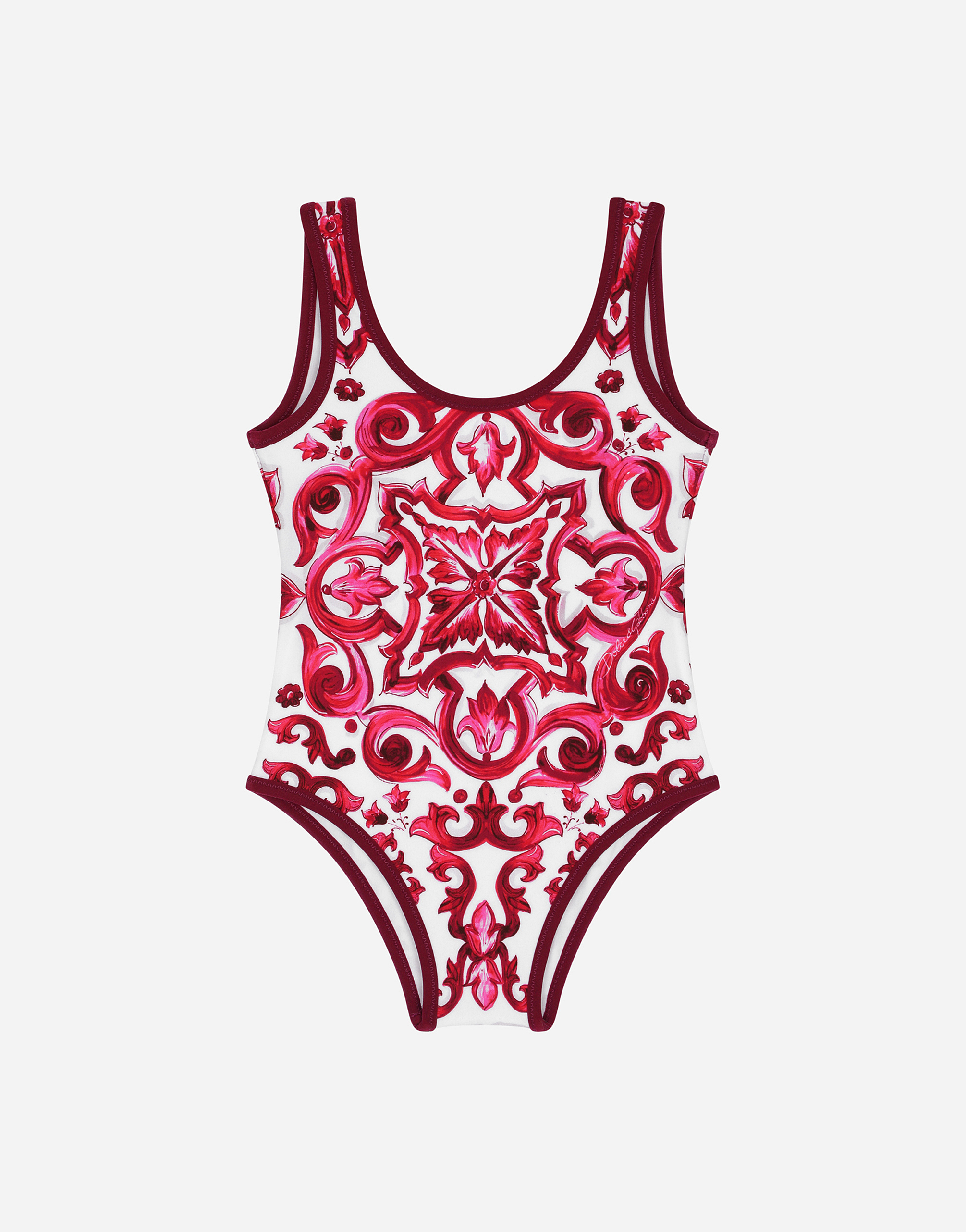 Shop Dolce & Gabbana Majolica-print One-piece Swimsuit In Multicolor