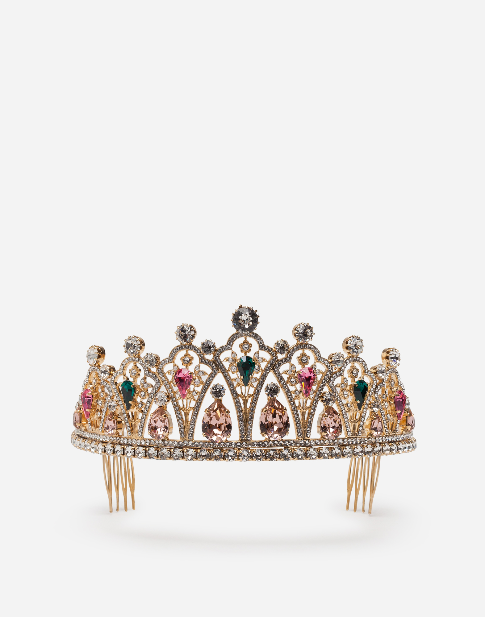 Dolce & Gabbana Diadem Headband Tiara White Rose Crystal Hair Women\'s Gold Dolce & Gabbana Black Lemons Sicily Purple Crystal Net  main image 3