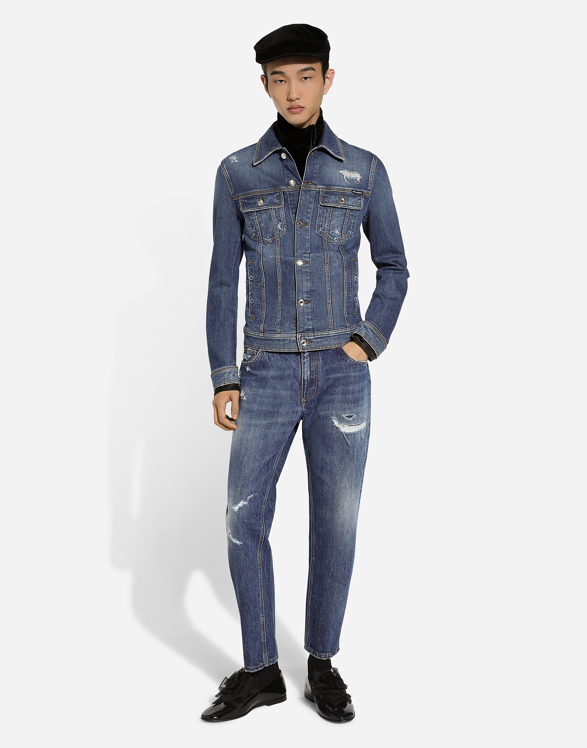 Dolce & Gabbana Straight Jeans With A Worn Effect In Multicolor