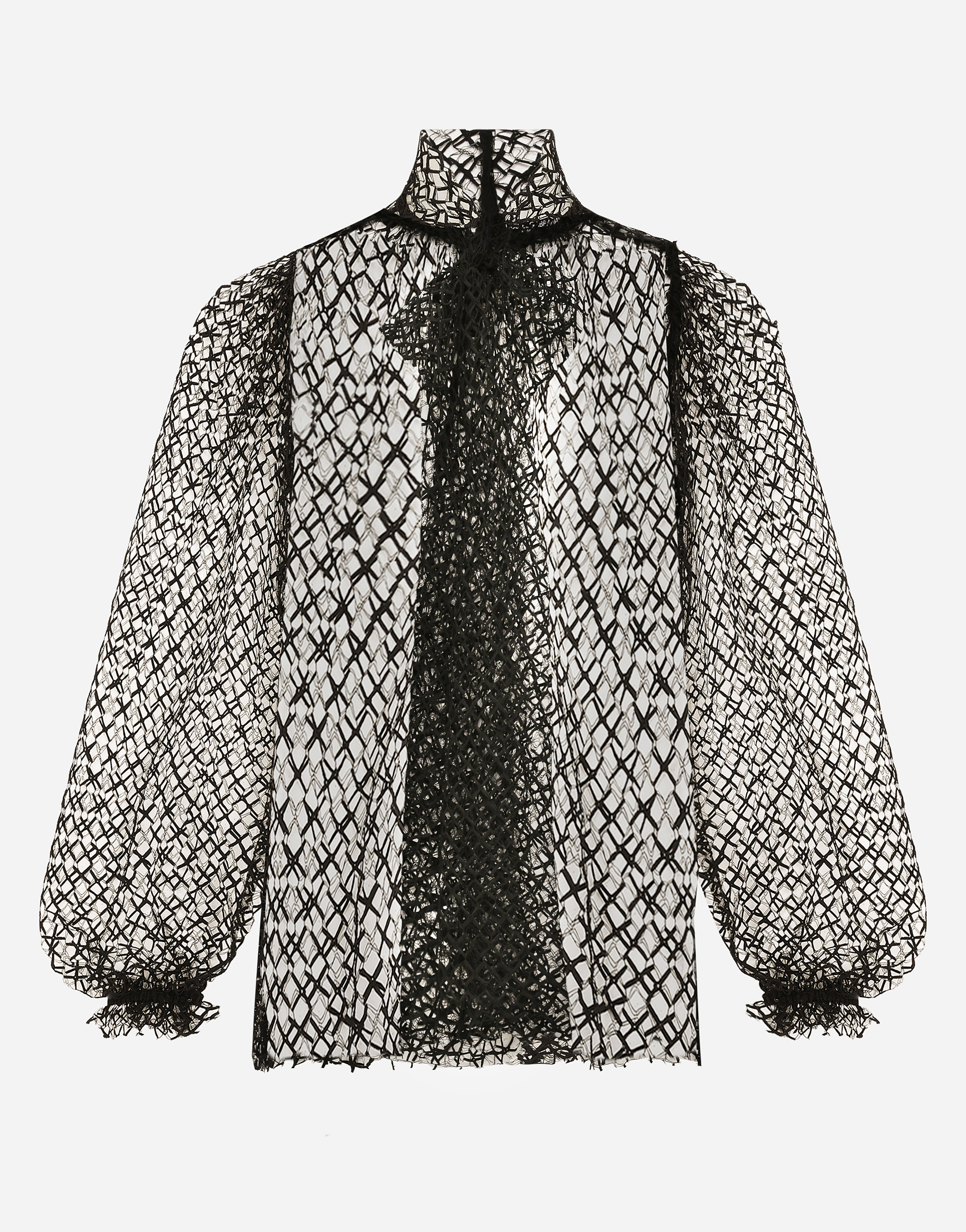 Dolce & Gabbana Mesh Turtleneck Shirt In Black
