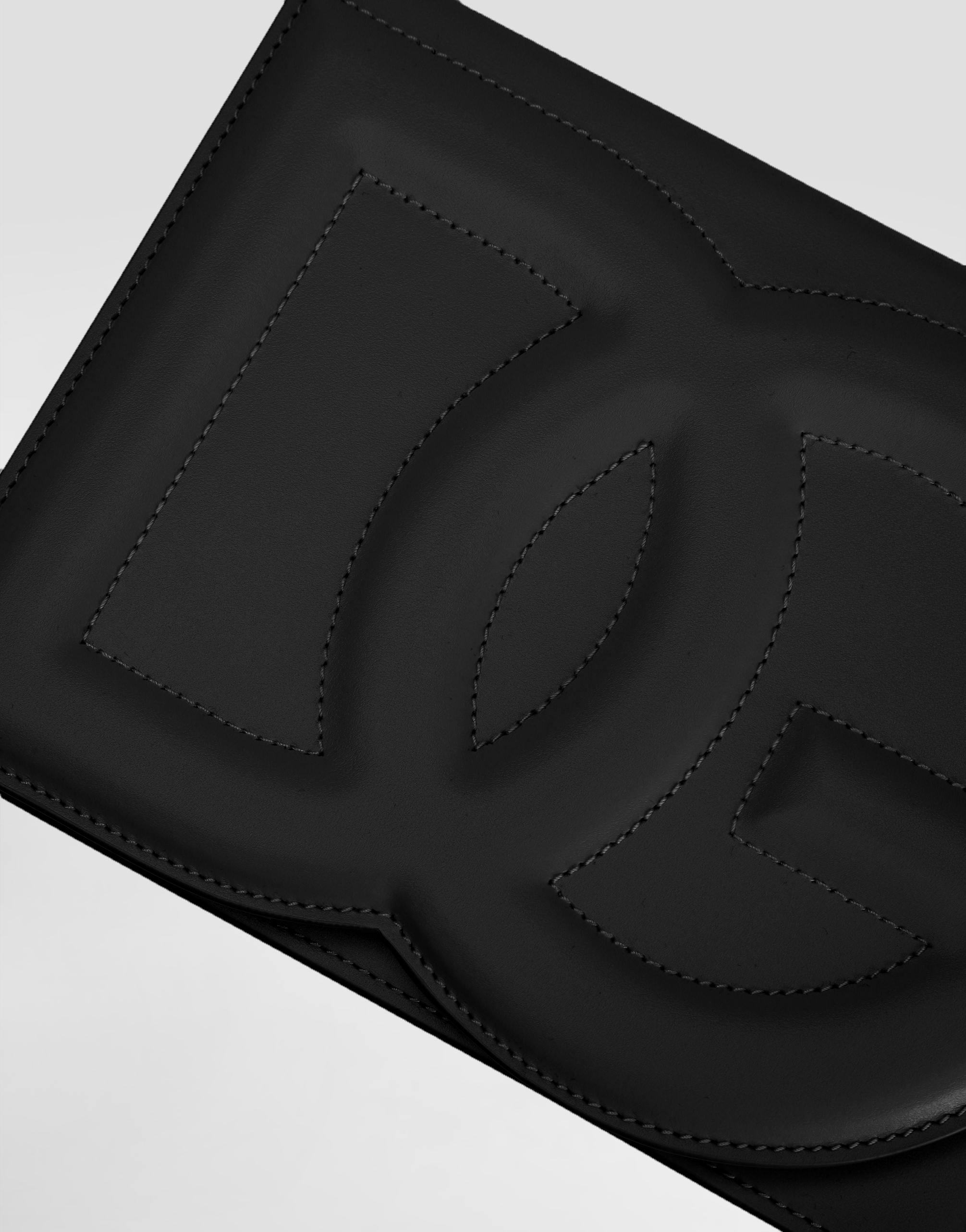 Dolce & Gabbana Calfskin Crossbody Bag With Logo In Black