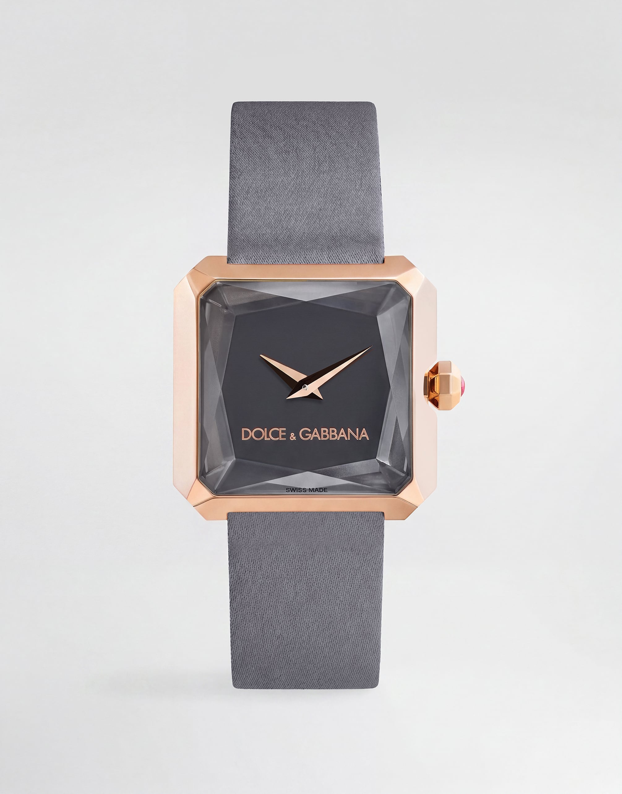 Sofia watch in 18-karat rose gold with silk strap in Grey for