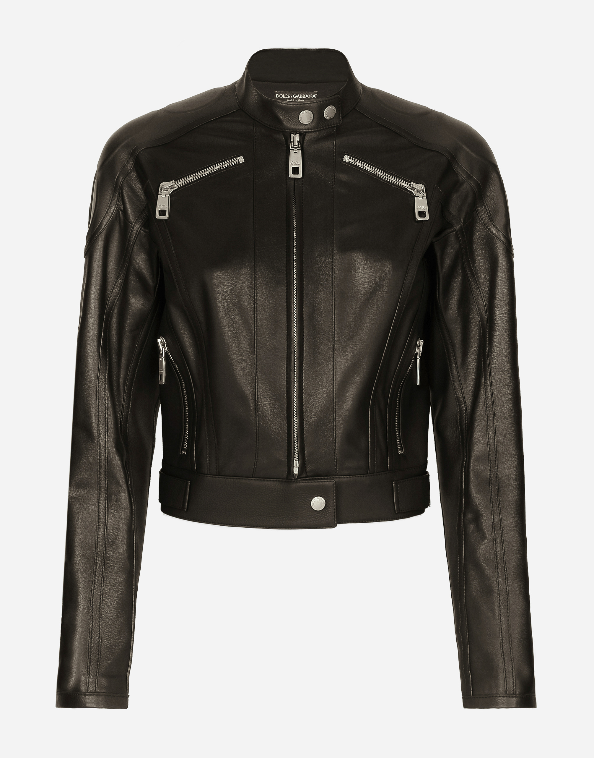 Dolce & Gabbana Nappa Leather Biker Jacket - Woman Coats And Jackets Black Leather