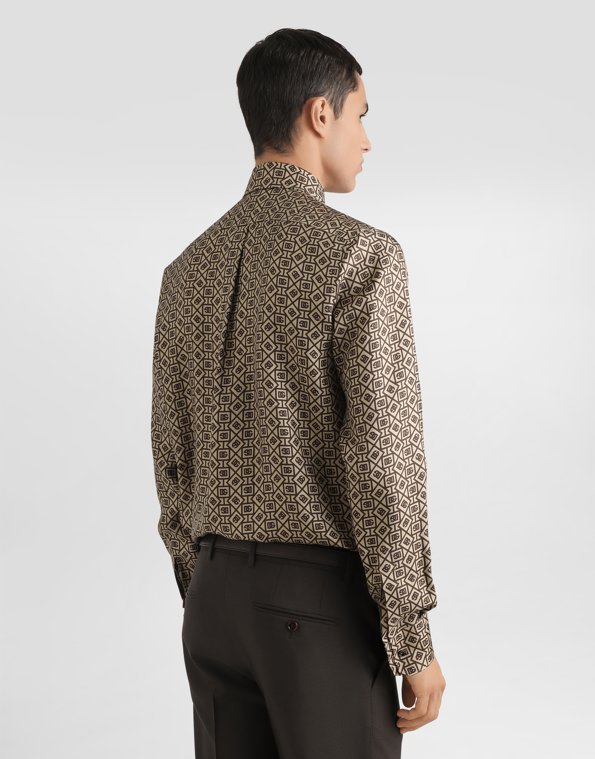 Printed silk twill martini shirt
