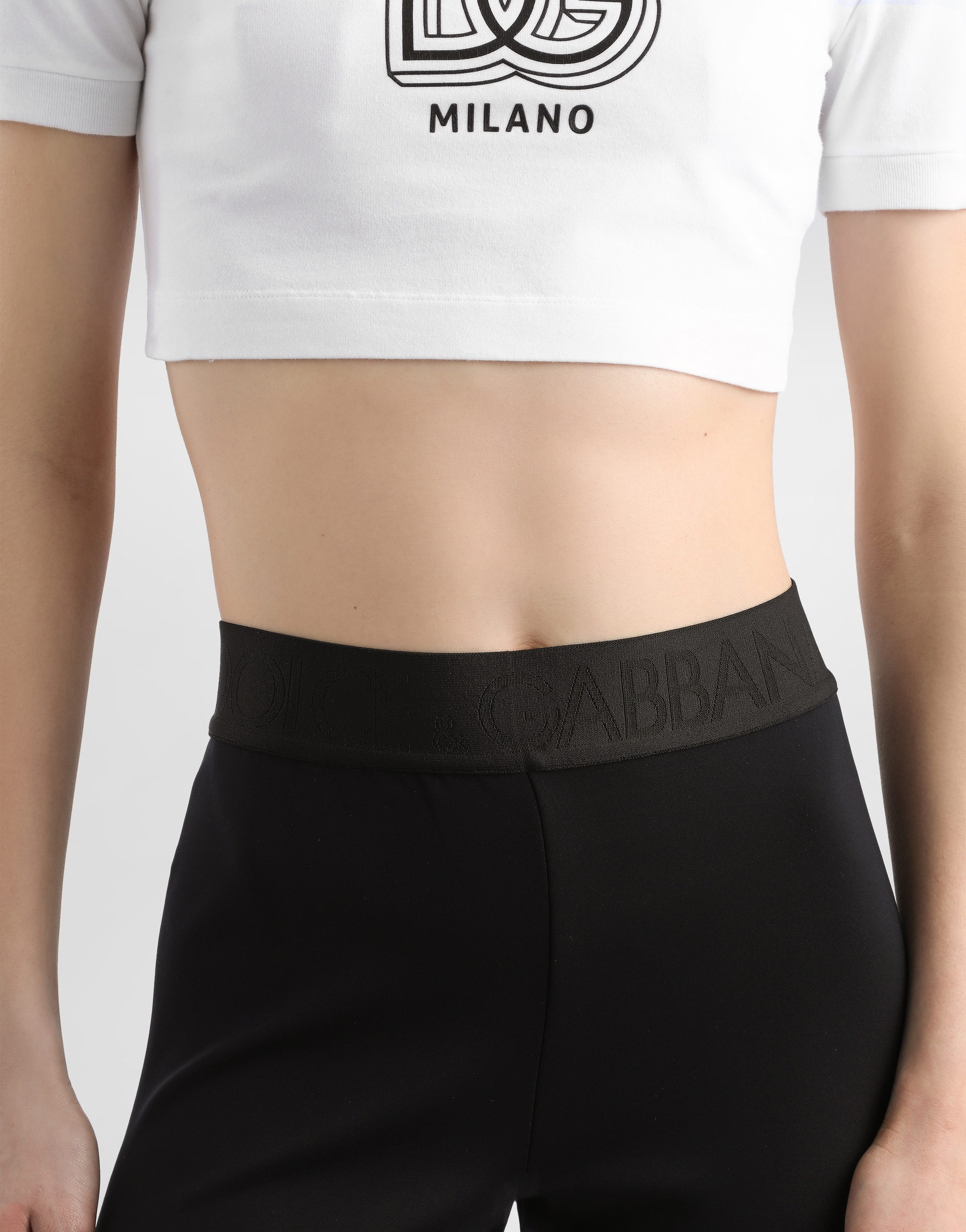 Technical jersey leggings with branded elastic