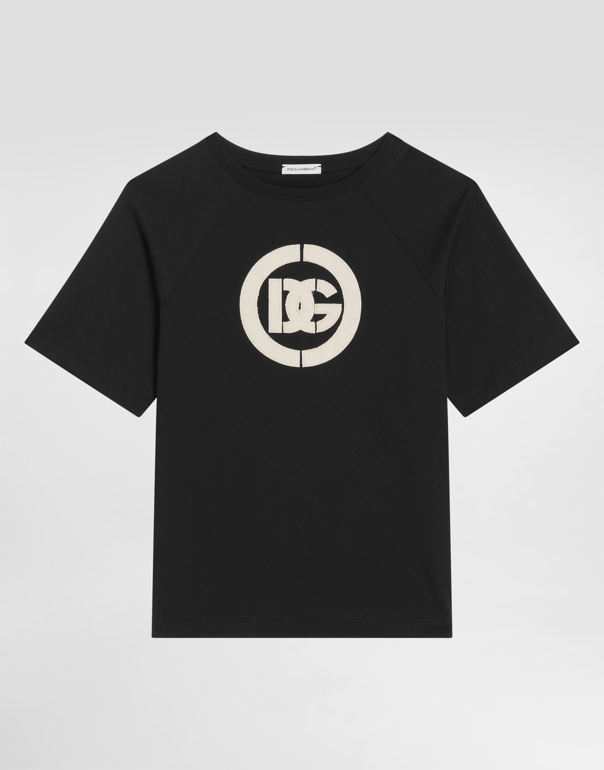 Jersey t-shirt with DG appliqué in Black for Boys | Dolce&Gabbana®