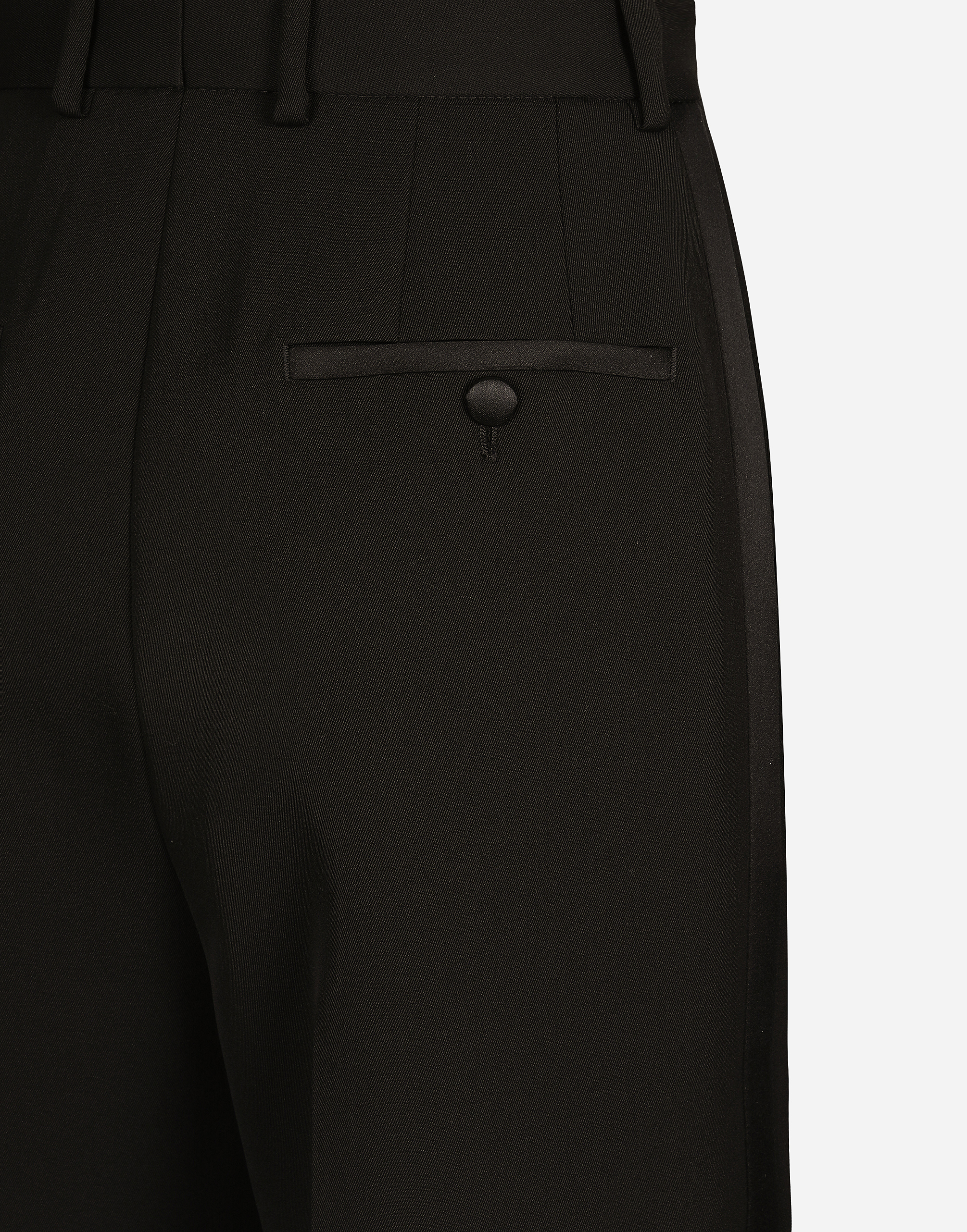 Wool gabardine tuxedo pants