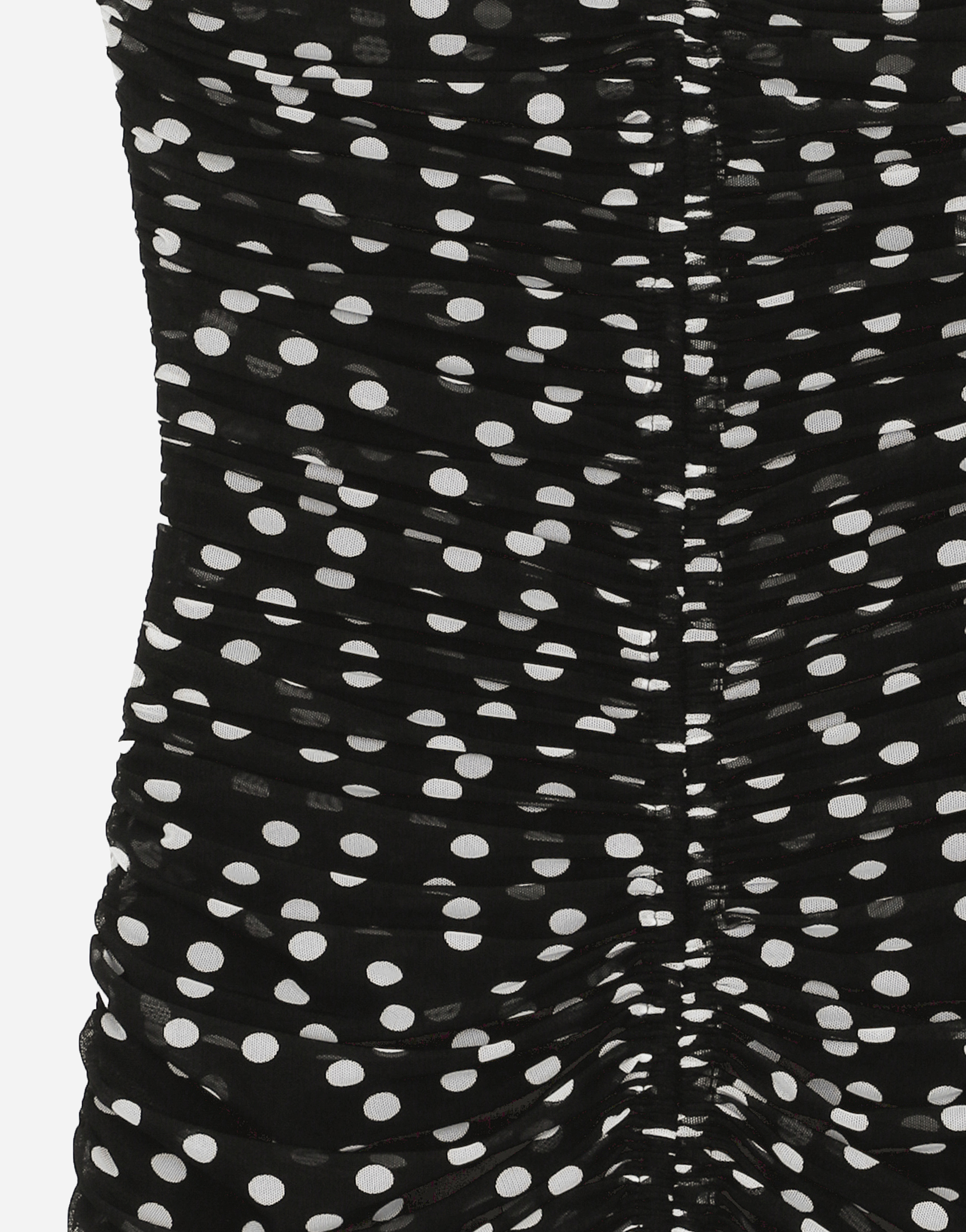 Dolce & Gabbana Mini Black Draped Dress With Polka Dots Print In プリ