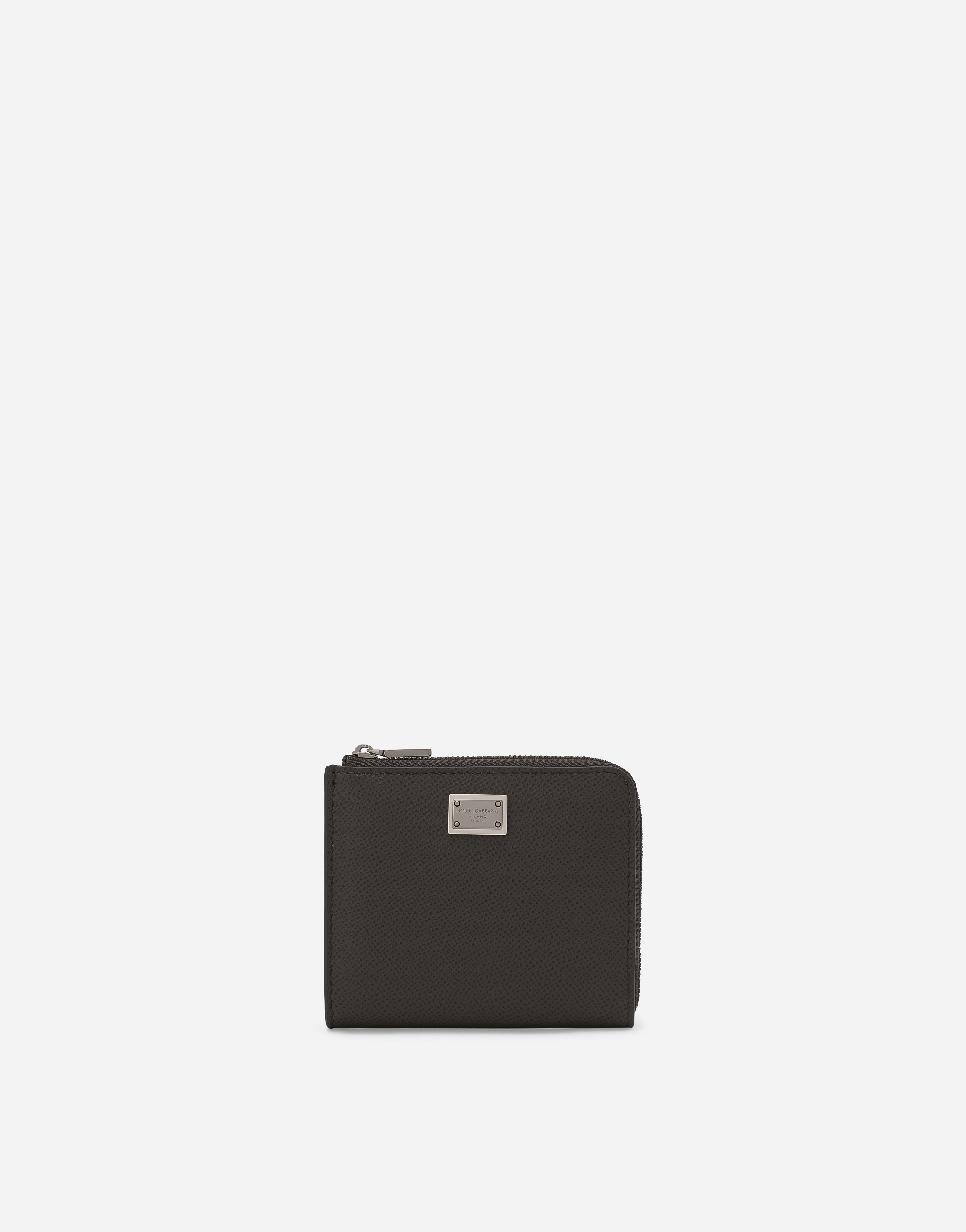 Dolce & Gabbana Dauphine Calfskin Card Holder - Man Wallets And Small Leather Goods Gray Leather Onesize