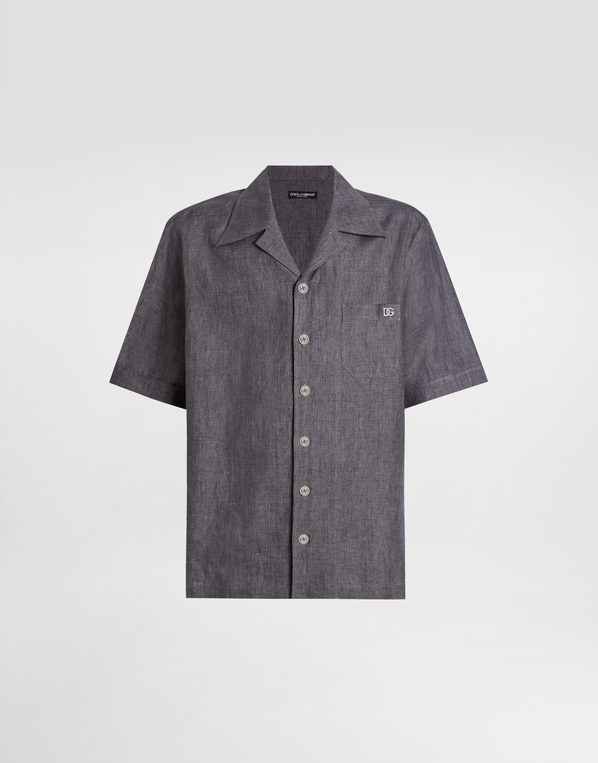DOLCE&GABBANA｜00’s プルオーバーアロハシャツ（39） グレーのメンズ リネンキャンバス アロハシャツ | Dolce&Gabbana®