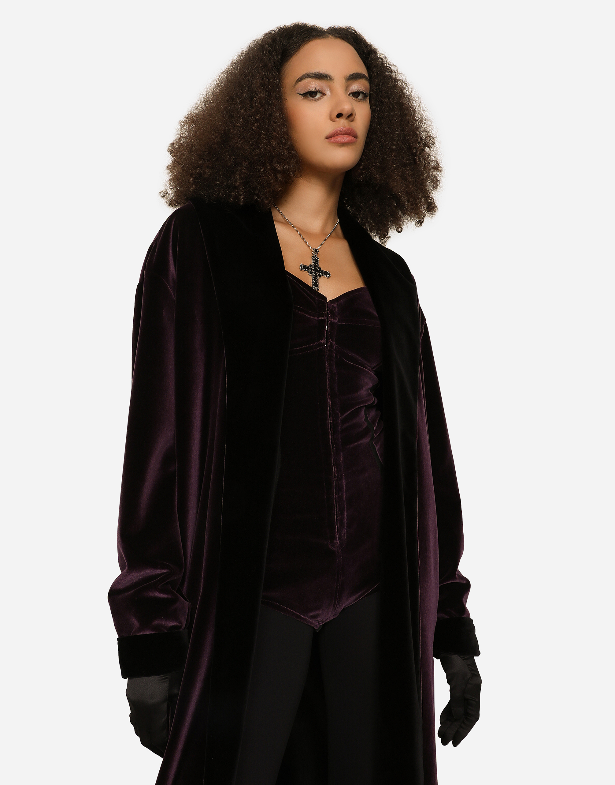 DOLCE & GABBANA KIM DOLCE&GABBANA LONG VELVET COAT