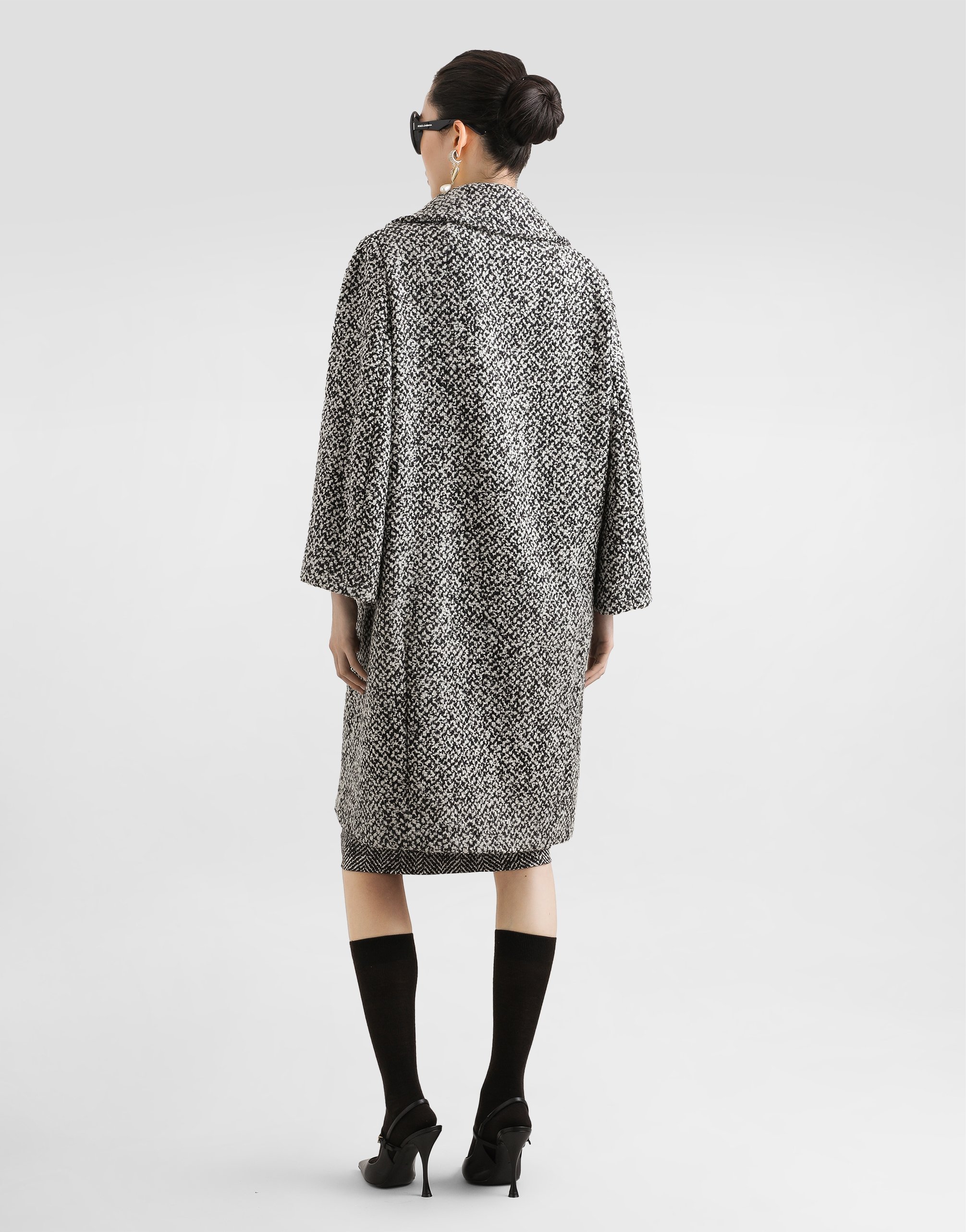 Dolce & Gabbana Habotai Silk Dress With Chevron Print In Gray