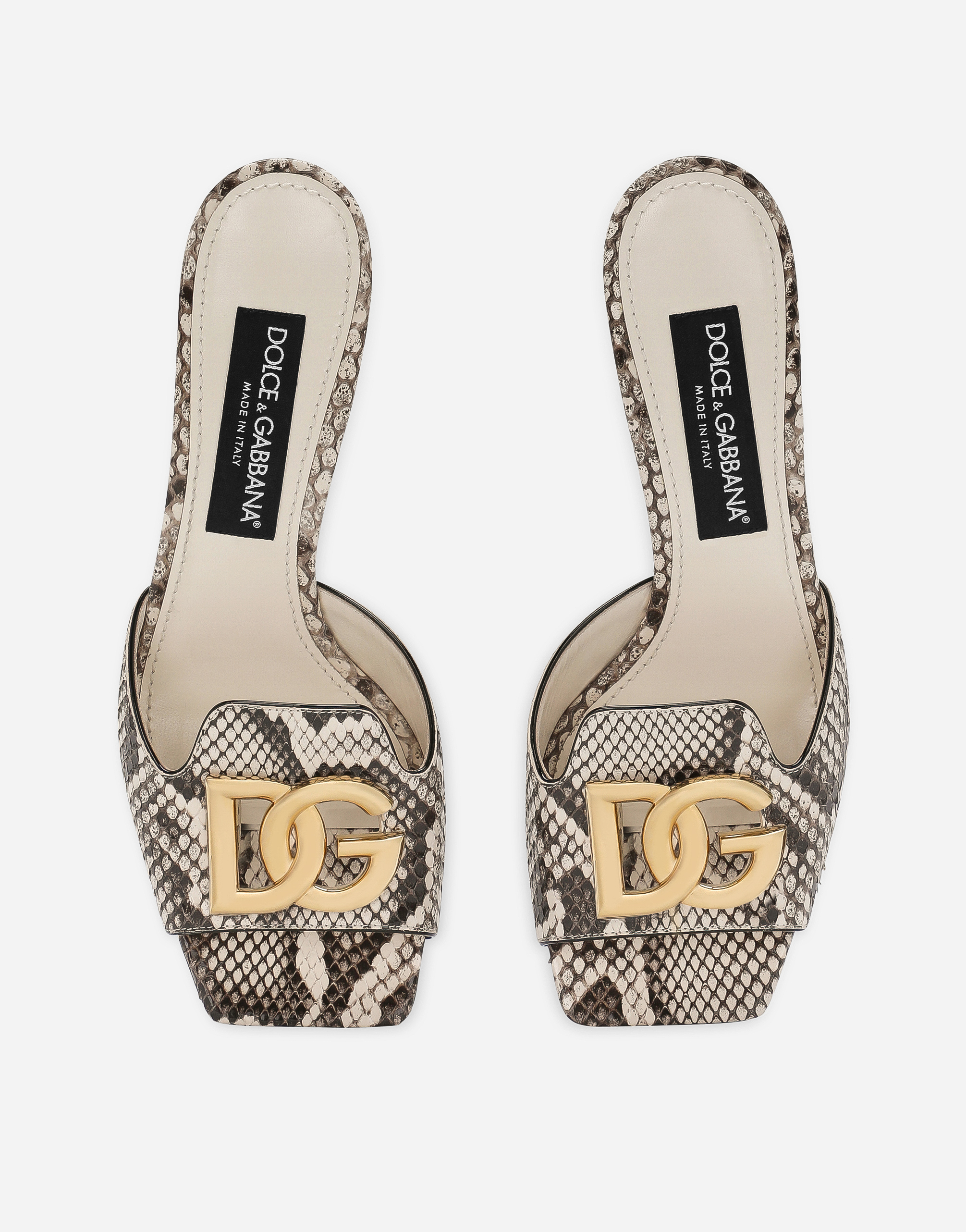 Dolce & Gabbana Abaya 60 Python Leather Mules In Grey